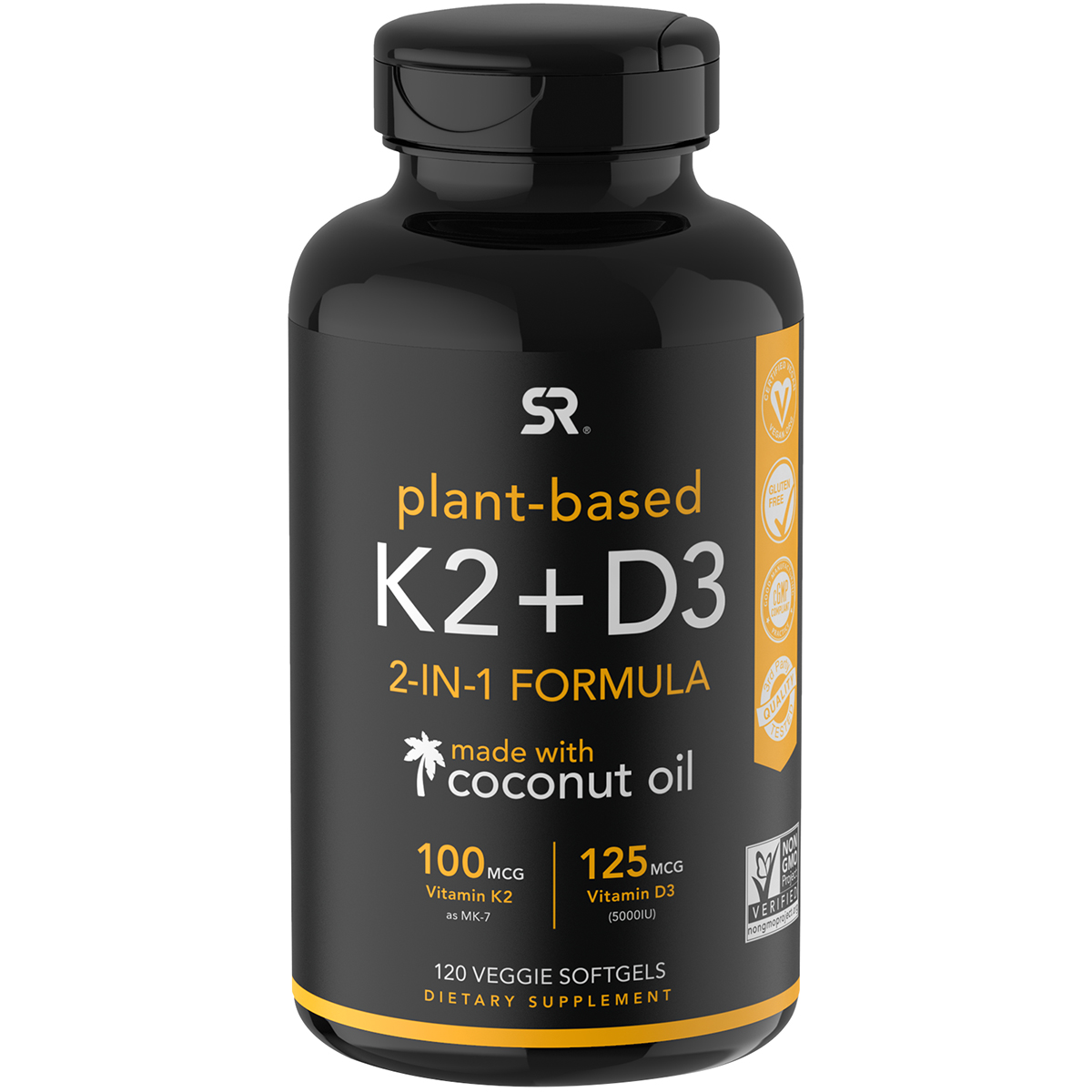 Sports Research Vegan Vitamin K2 + D3 Dietary Supplement 60 Softgels