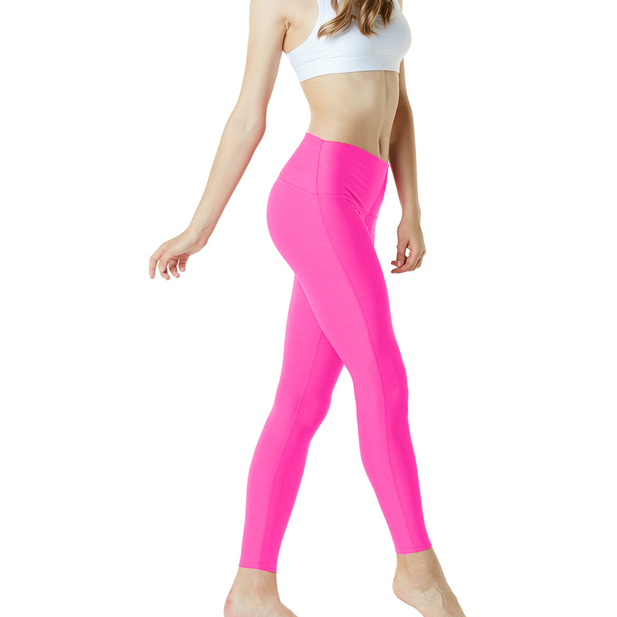 Tesla FYP41 Women's Mid-Waist Ultra-Stretch Yoga Pants Solid Neon Pink Tesla FYP41 Women's Mid-Waist Ultra-Stretch Yoga Pants Solid Neon Pink