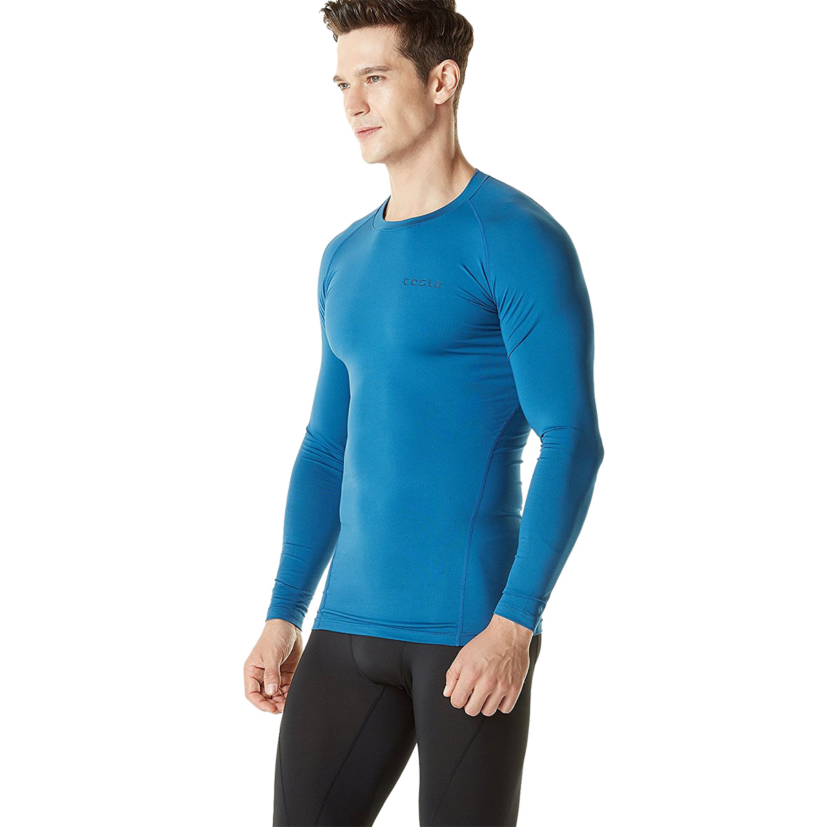 White//Steel TSLA Tesla MUD01 Cool Dry Long Sleeve Compression Shirt
