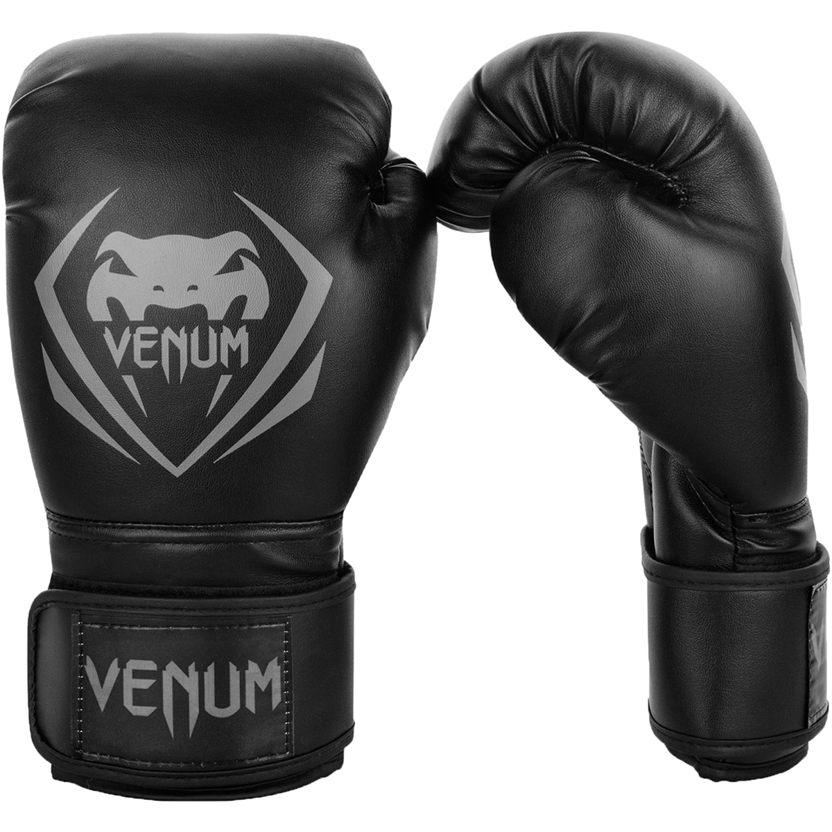 Venum Contender Hook and Loop Training Boxing Gloves - Black/Gray