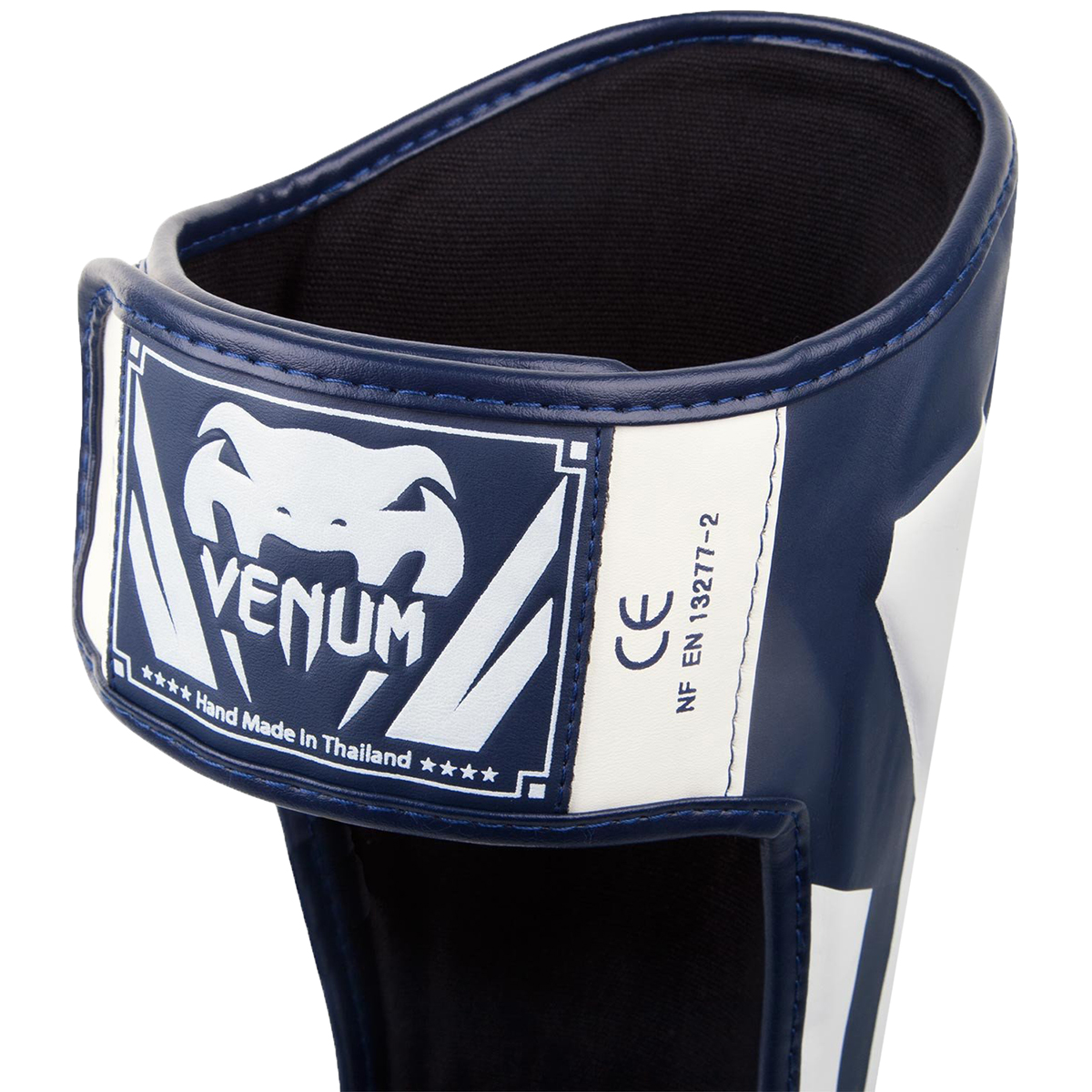 Venum Elite Lightweight Hook and Loop Shin Guards - White/Navy