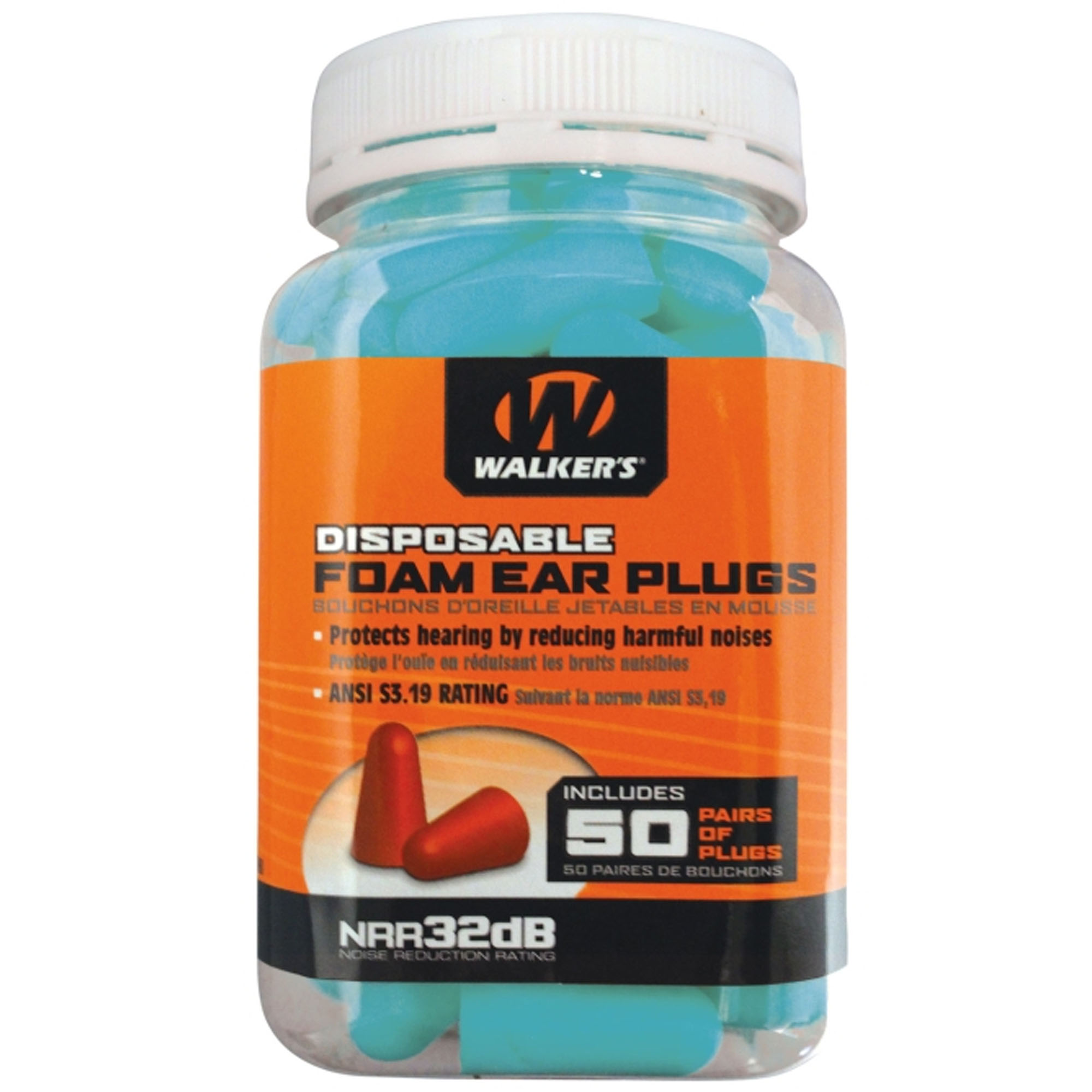 Walker's - Foam Ear Plugs - 50 Pair Jar