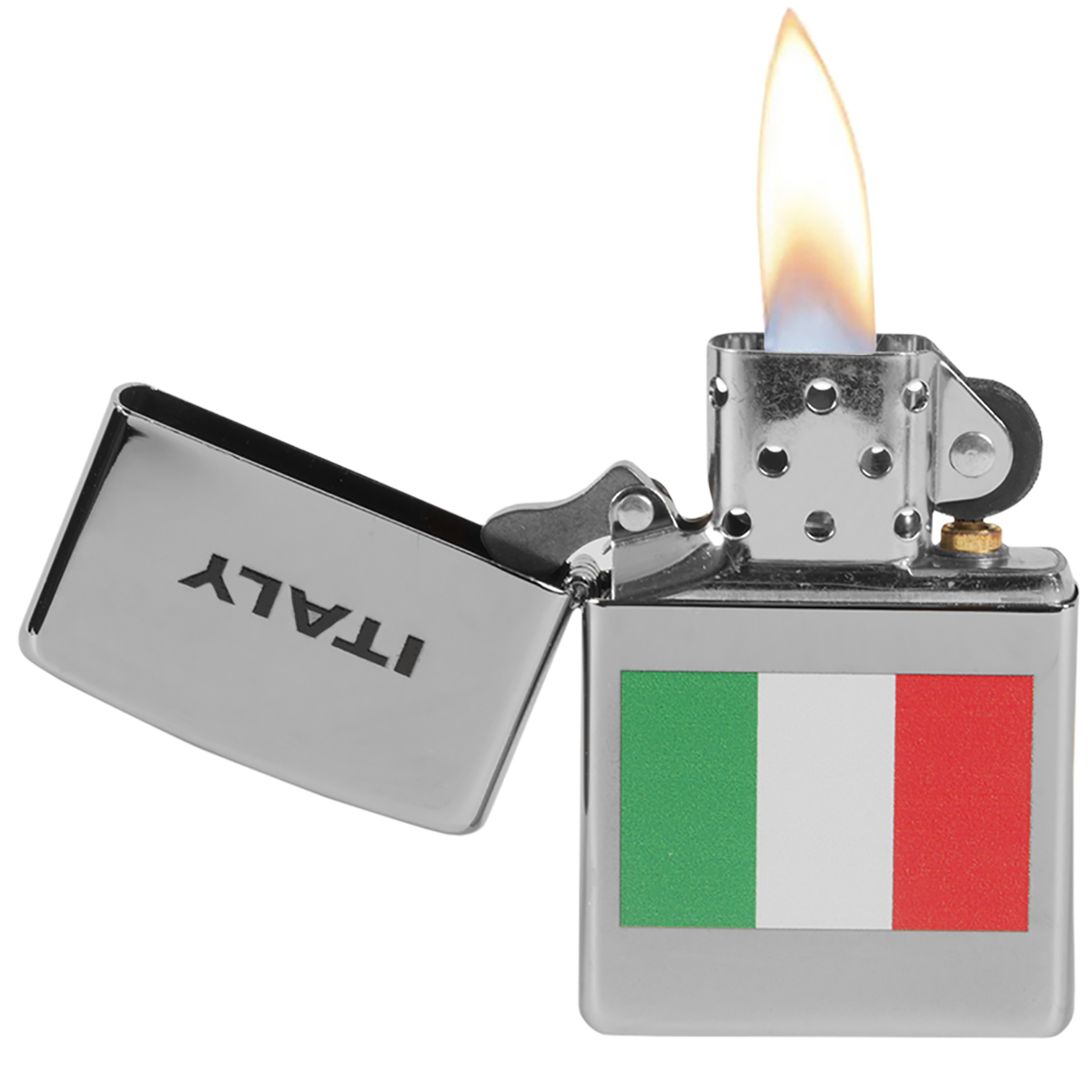Zippo Italian Flag High Polished Chrome Windproof Pocket Lighter