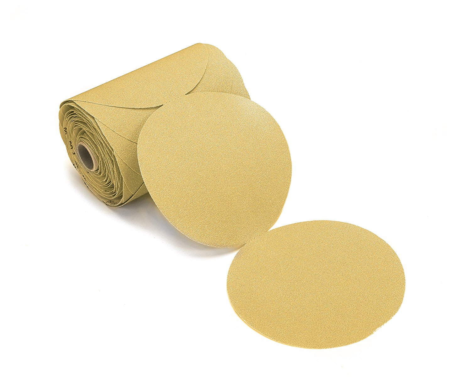100 Pack 400 Grit 5 Inch Discs On a Roll PSA Gold Sticky Back DA Sanding Paper