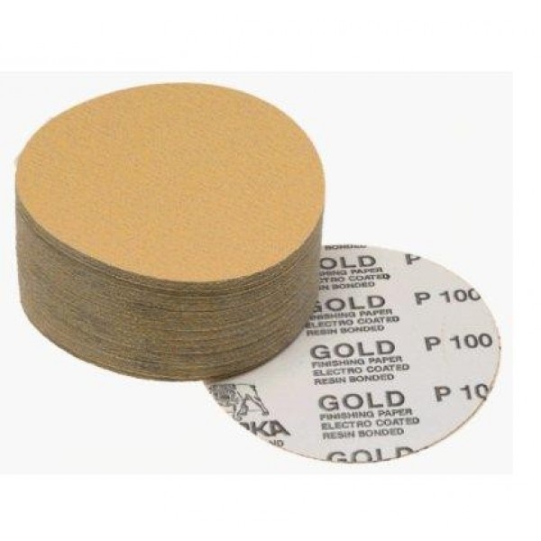 100 Ct Box Mirka 2333289980 Gold 5/" PSA Sticky Back Sanding Discs 80 Grit