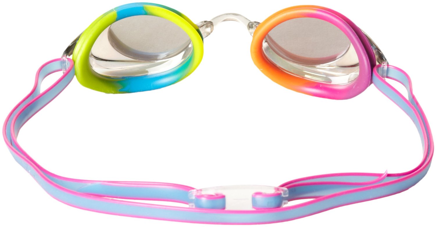 Speedo Vanquisher 2.0 Mirrored Swim Goggle, Rainbow Brights (Damaged