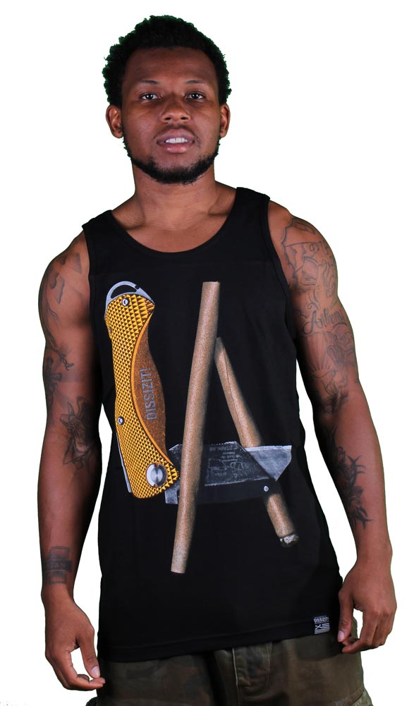 Dissizit LA Cutter Blunt Weed Split Black Or White Tank Top Cotton Shirt