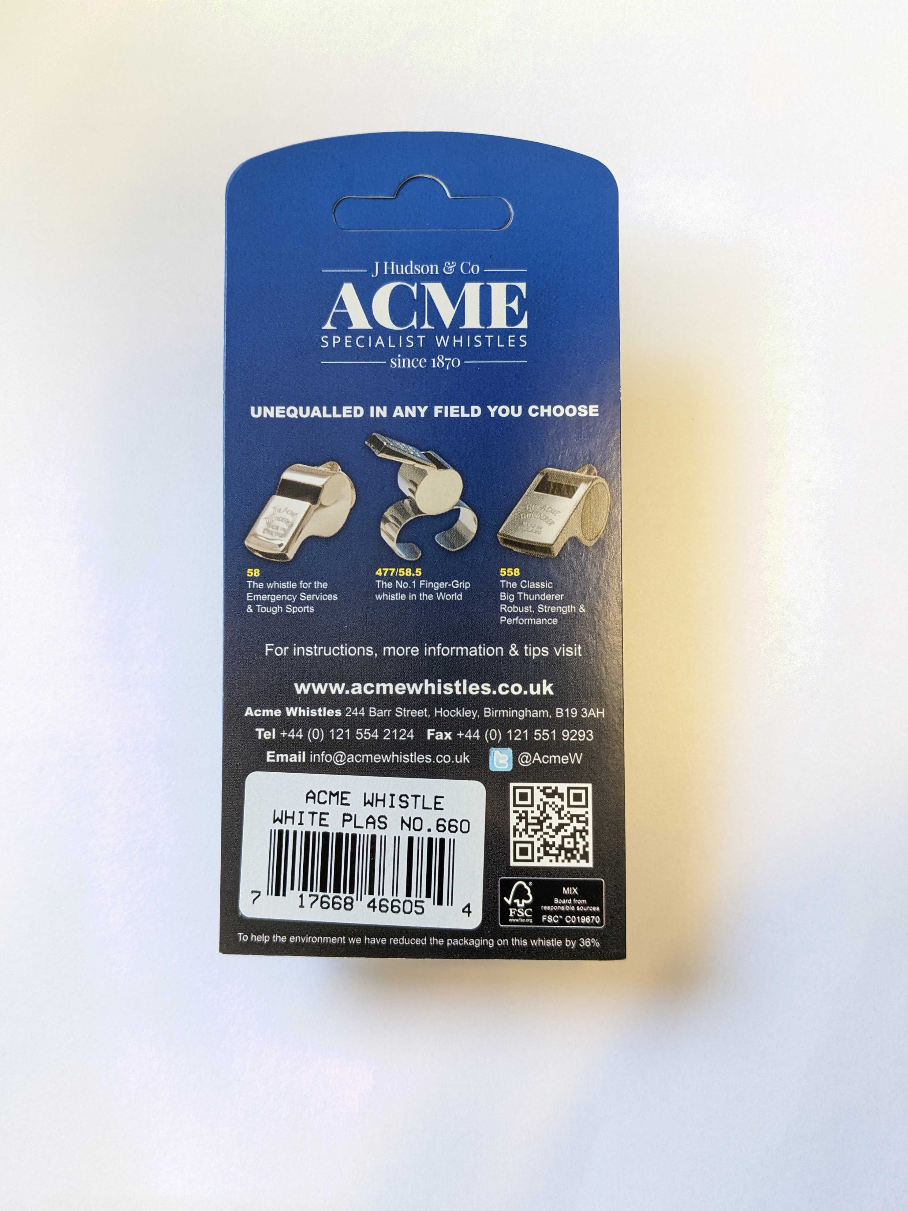 Acme Thunderer Model 660 Small Plastic Referee Whistle White - 3 Pack - Picture 3 of 3