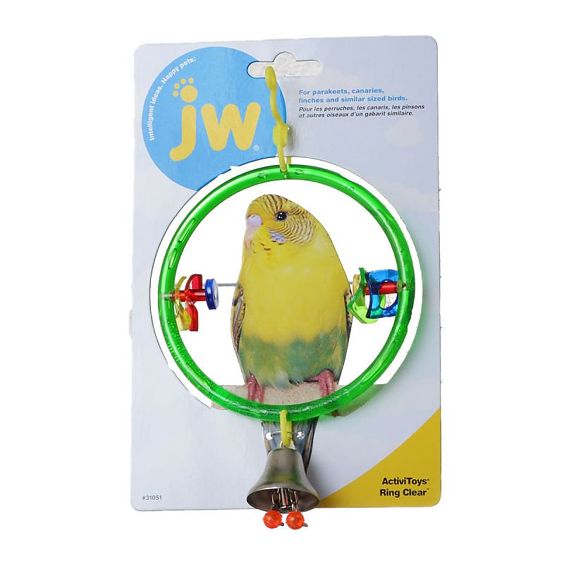 JW Pet Activitoy Ring Clear Brightly Colored Hanging Ring Bird Toy
