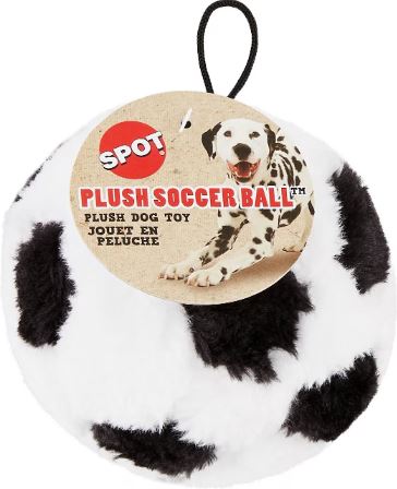 Ethical Pet Spot Plush Soccer Ball 4.5in Dog Toy with Squeaker - Pack of 9 - Picture 2 of 6