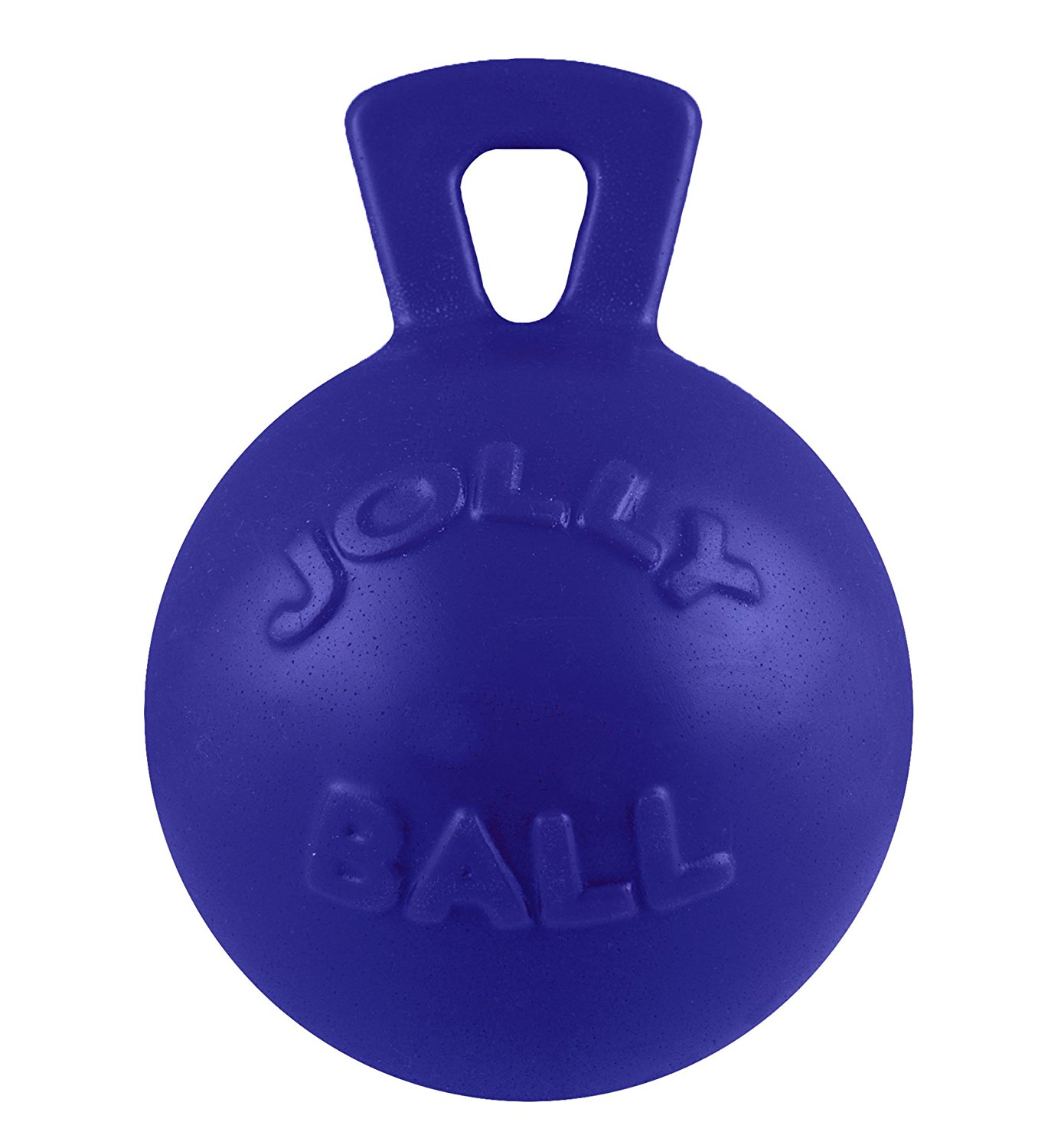 Jolly Pets Tug-N-Toss 6 inch BlueRubber Ball with Handle Chew Toy for Dogs