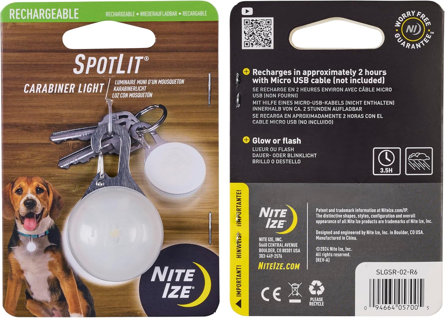 Nite Ize SpotLit Rechargeable Carabiner Light 3.5-Hour