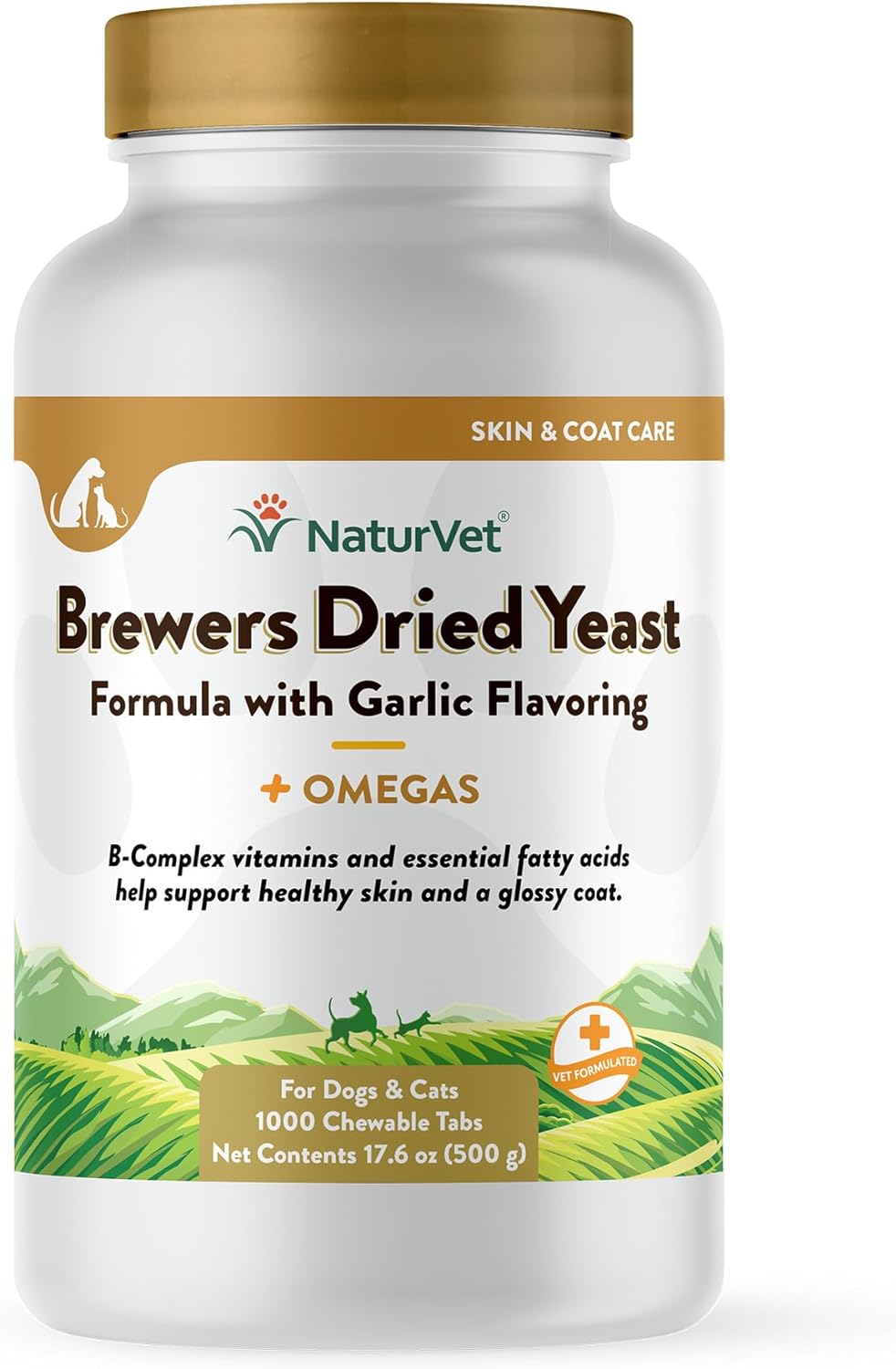 NaturVet Brewers Dried Yeast Formula with Garlic Dogs and Cats 1000 count - Picture 1 of 3