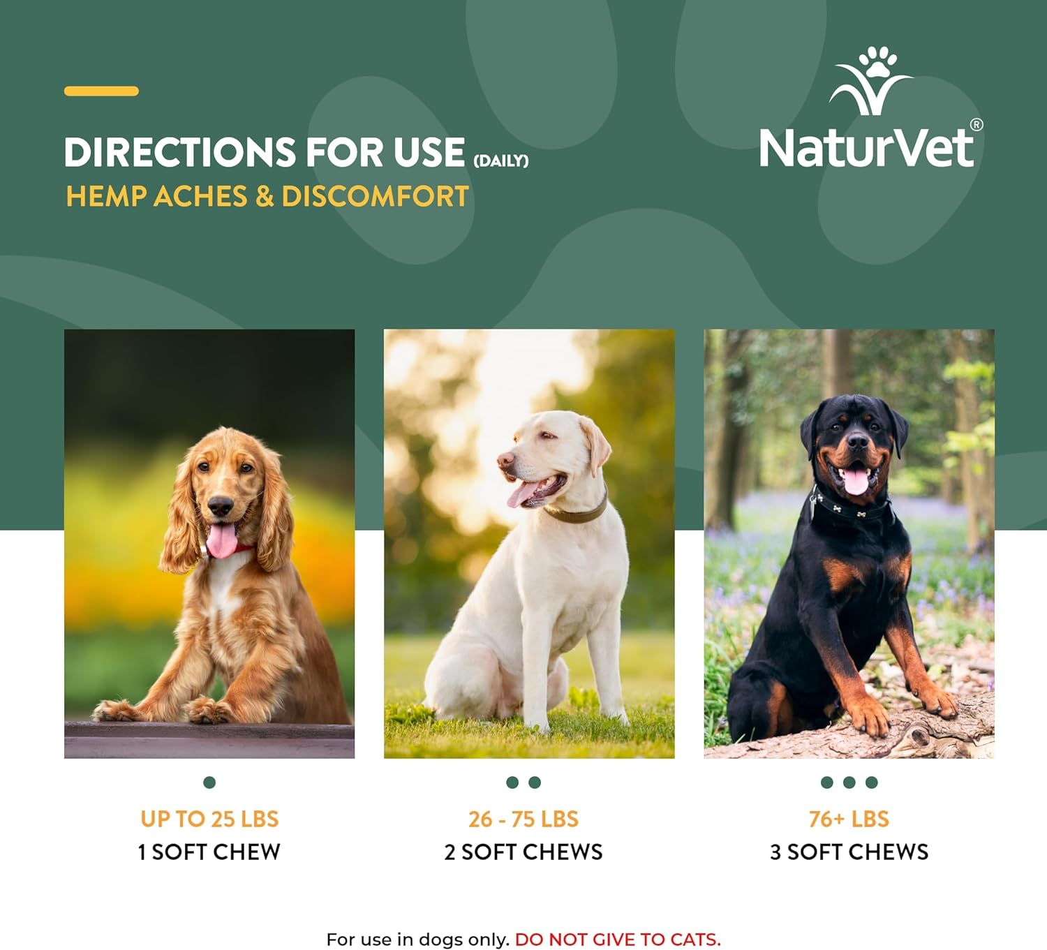 NaturVet Hemp Aches & Discomfort Plus Hemp Seeds for Dogs 60 Soft Chews - Picture 7 of 8