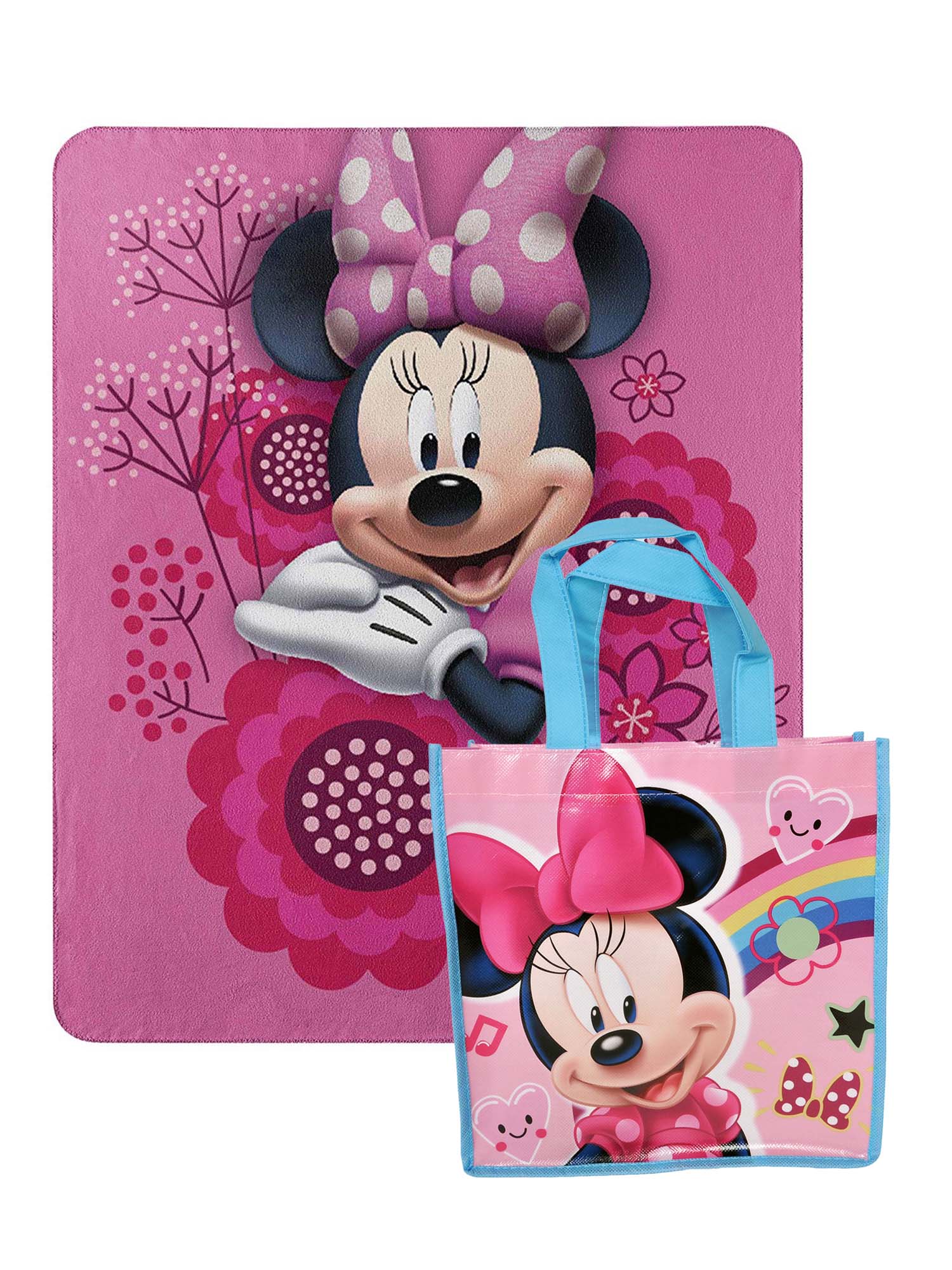 Disney Minnie Mouse 45"x60" Throw Fleece Blanket Many Bows & 10" Pink Tote Bag 658848638192 eBay