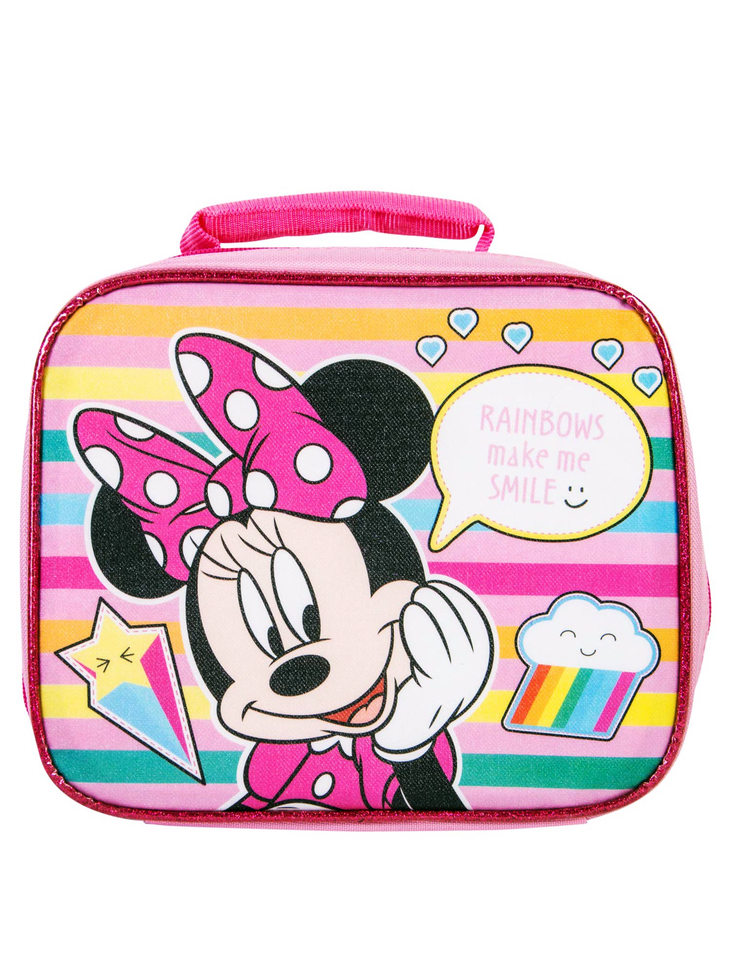 Girls Minnie Mouse Rainbows Backpack 16" and Detachable Insulated Lunch