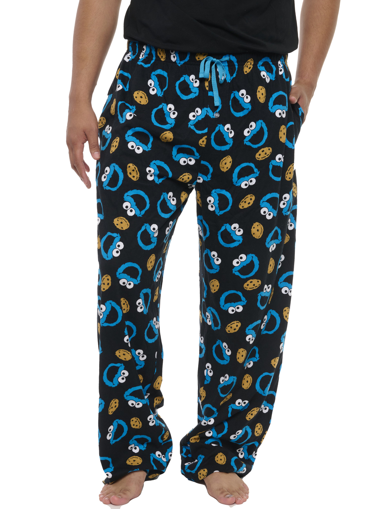 Men's Cookie Monster Pajama Pants Lounge Wear Blue Black | eBay
