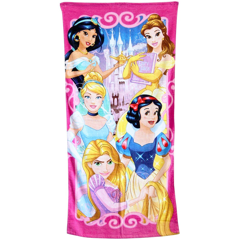 Girls Disney Princess Beach Towel 58x28 Cinderella Rapunzel Belle
