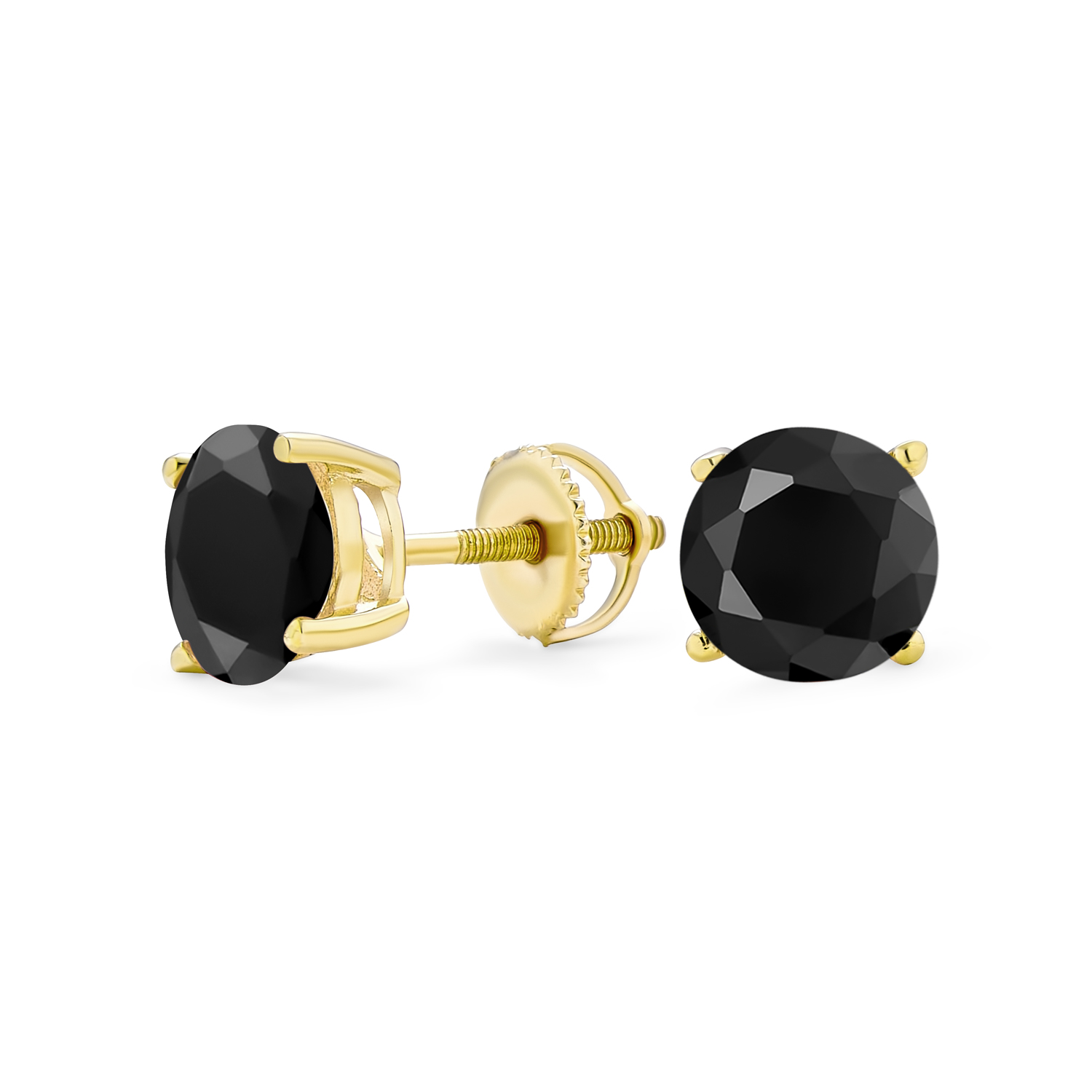 Round Solitaire Brilliant Cut AAA CZ Stud Earrings Screw back For Men Women - 第 21/53 張圖片