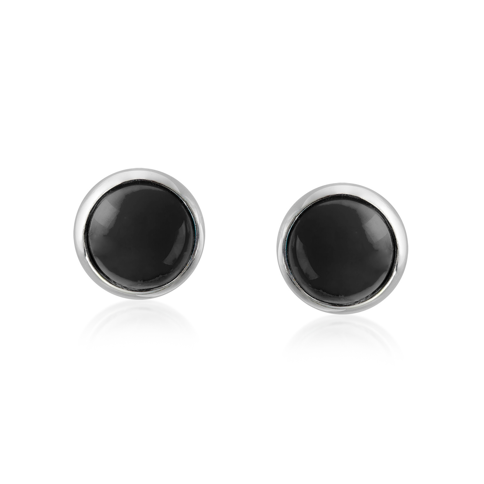 Simple Gemstone Blue Lapis Turquoise Onyx Bezel Stud Earrings 14K Gold Silver - Picture 22 of 28