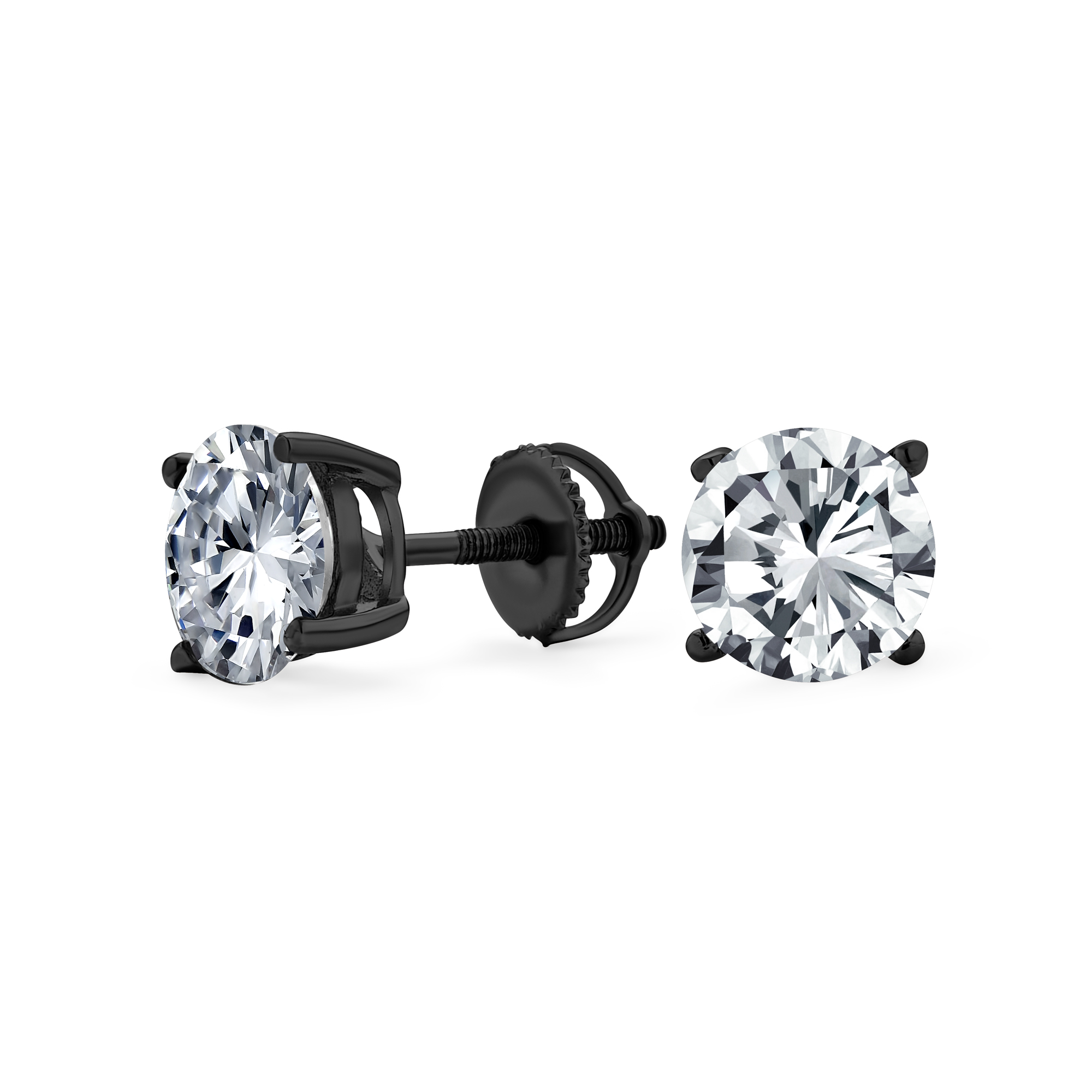 Round Solitaire Brilliant Cut AAA CZ Stud Earrings Screw back For Men Women - 第 9/53 張圖片
