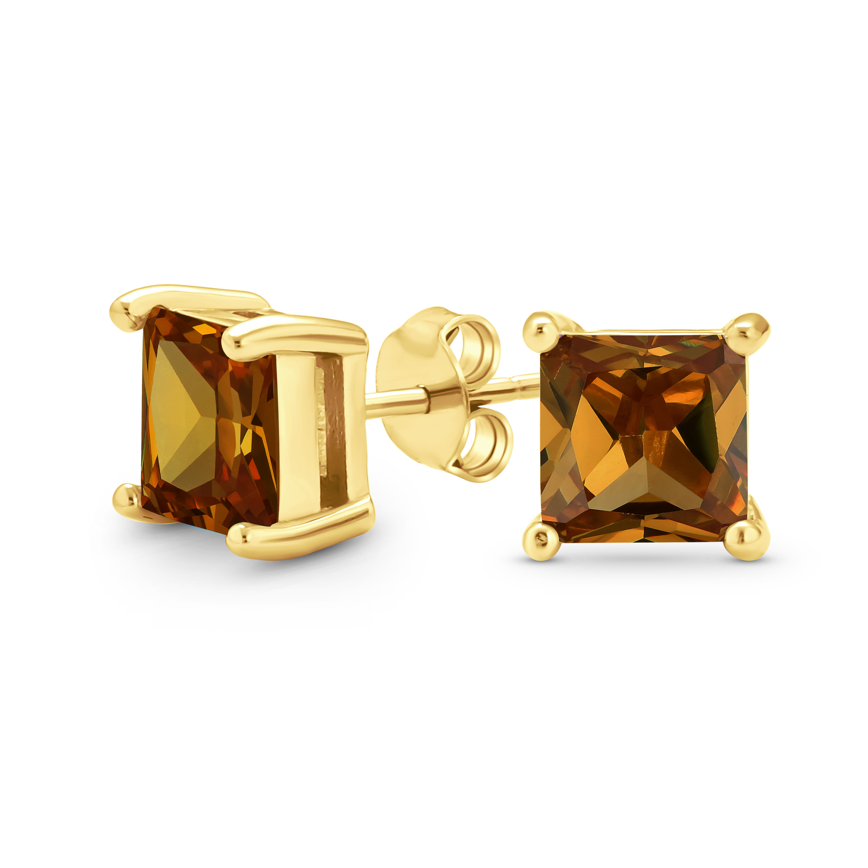 Square Cubic Zirconia Solitaire Princess AAA CZ Stud Earrings For Women Men - Picture 16 of 109