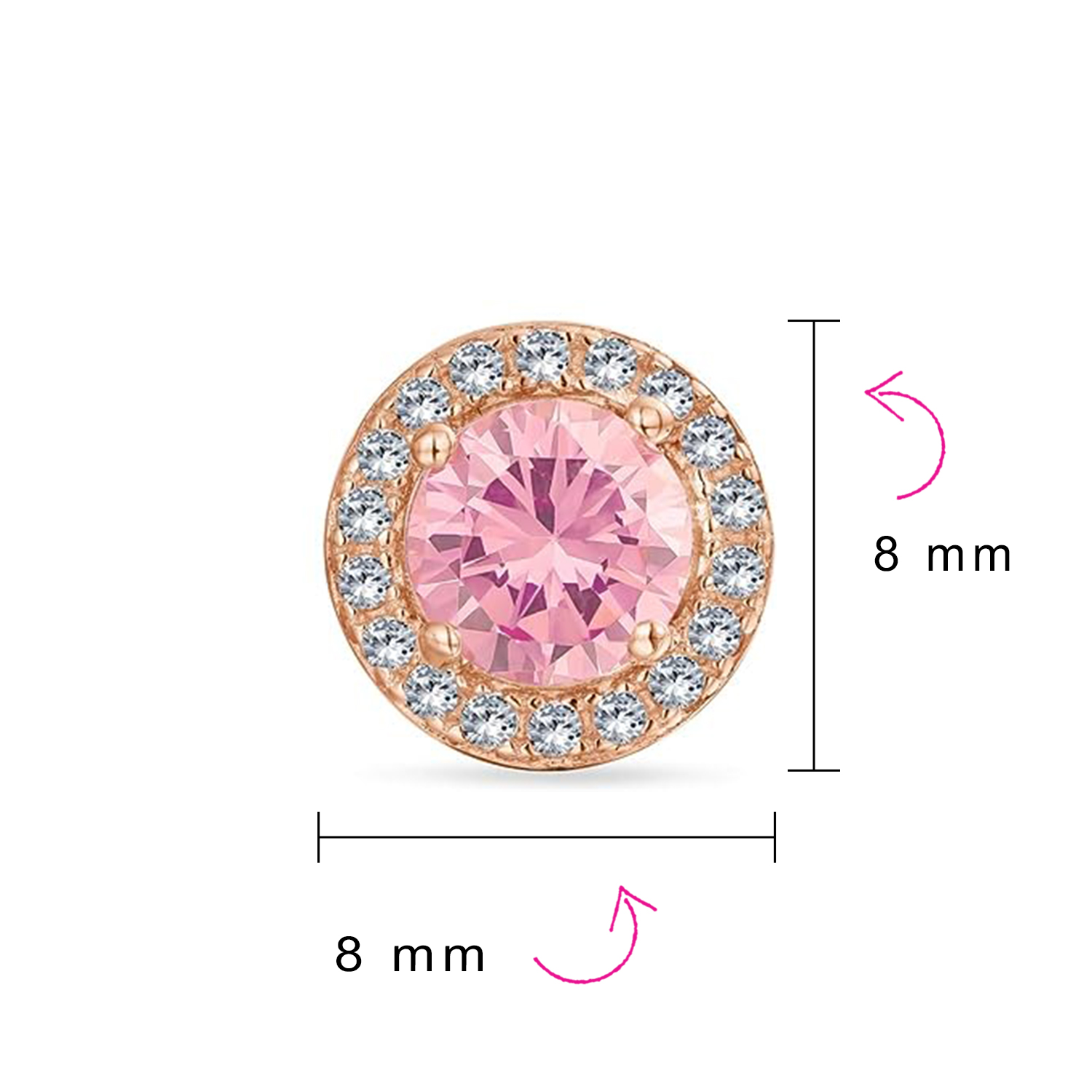 Round Solitaire Halo Multi Color CZ Stud Earrings.925 Sterling Silver 8MM - Picture 28 of 32