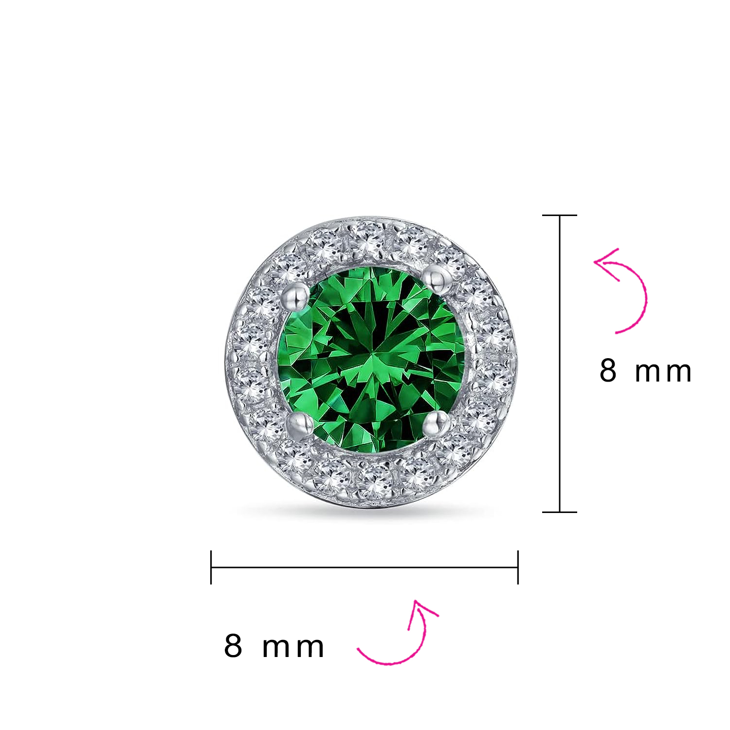 Round Solitaire Halo Multi Color CZ Stud Earrings.925 Sterling Silver 8MM - Picture 20 of 32