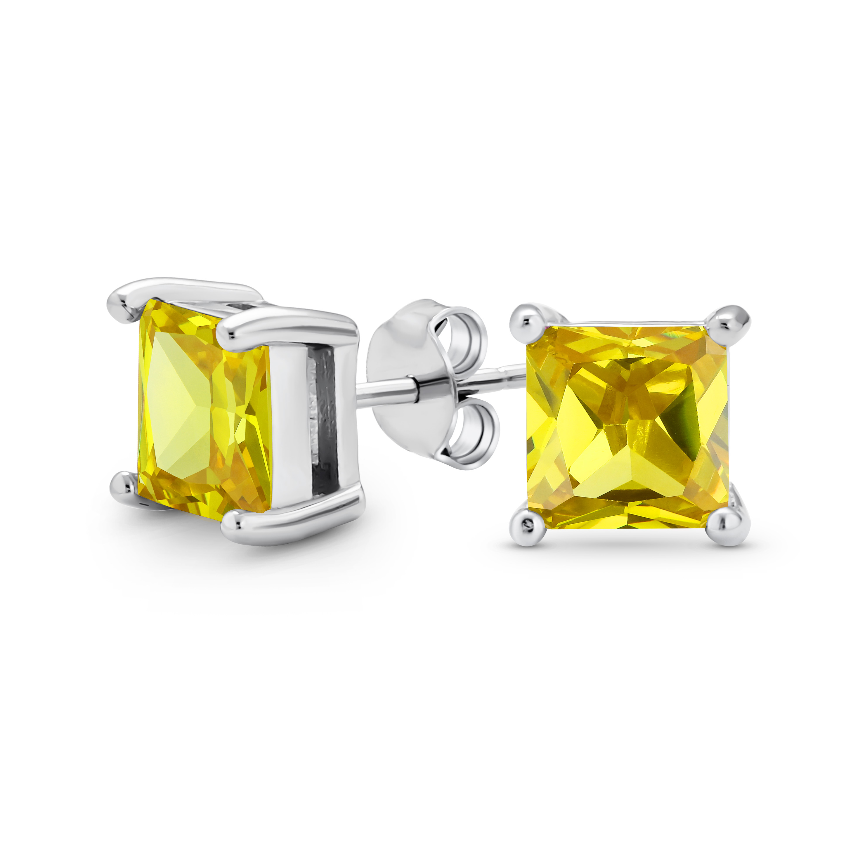 Square Cubic Zirconia Solitaire Princess AAA CZ Stud Earrings For Women Men - Picture 105 of 109
