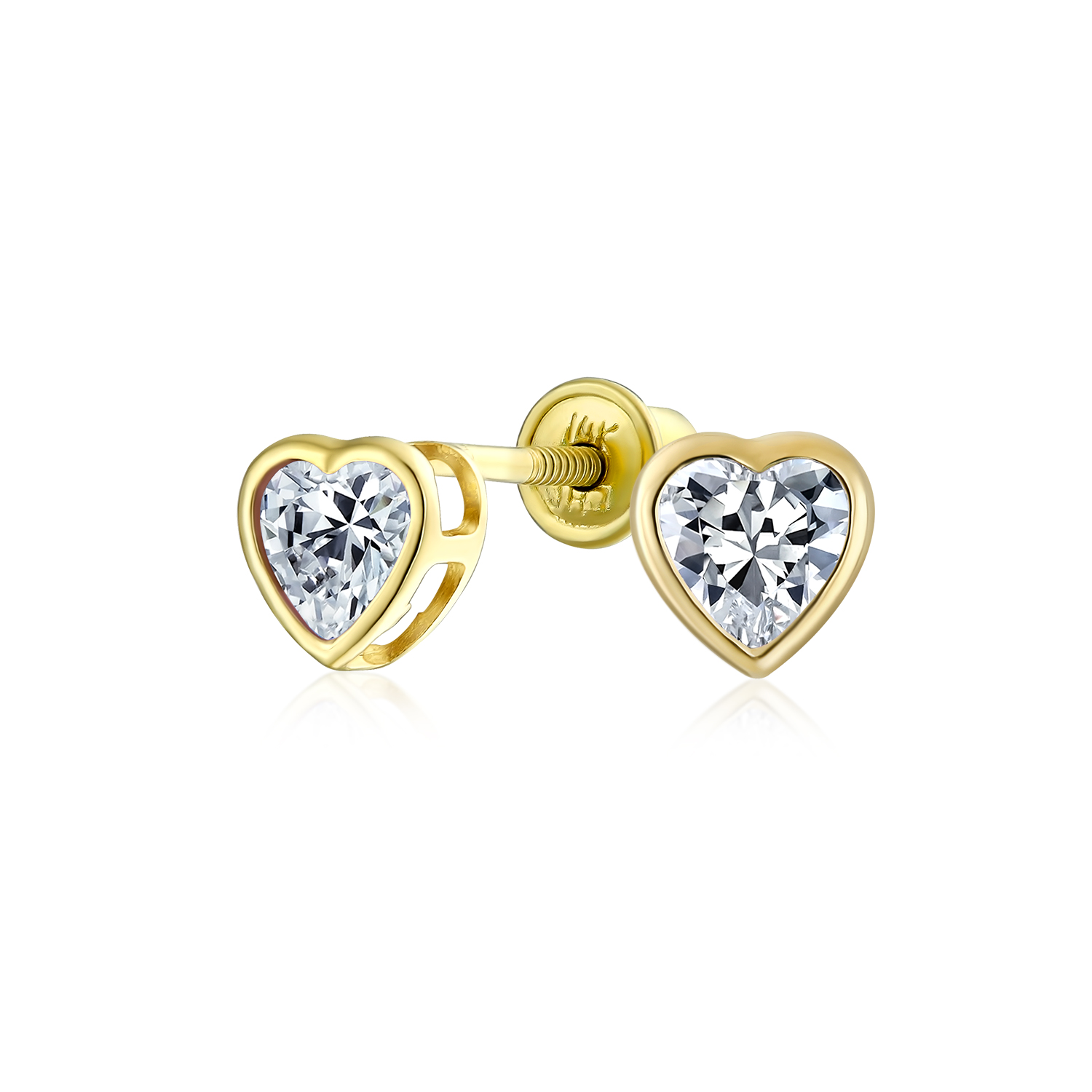 Romantic Tiny Delicate AAA CZ Cubic Zirconia Real Yellow 14K Real Gold Heart - Picture 10 of 45