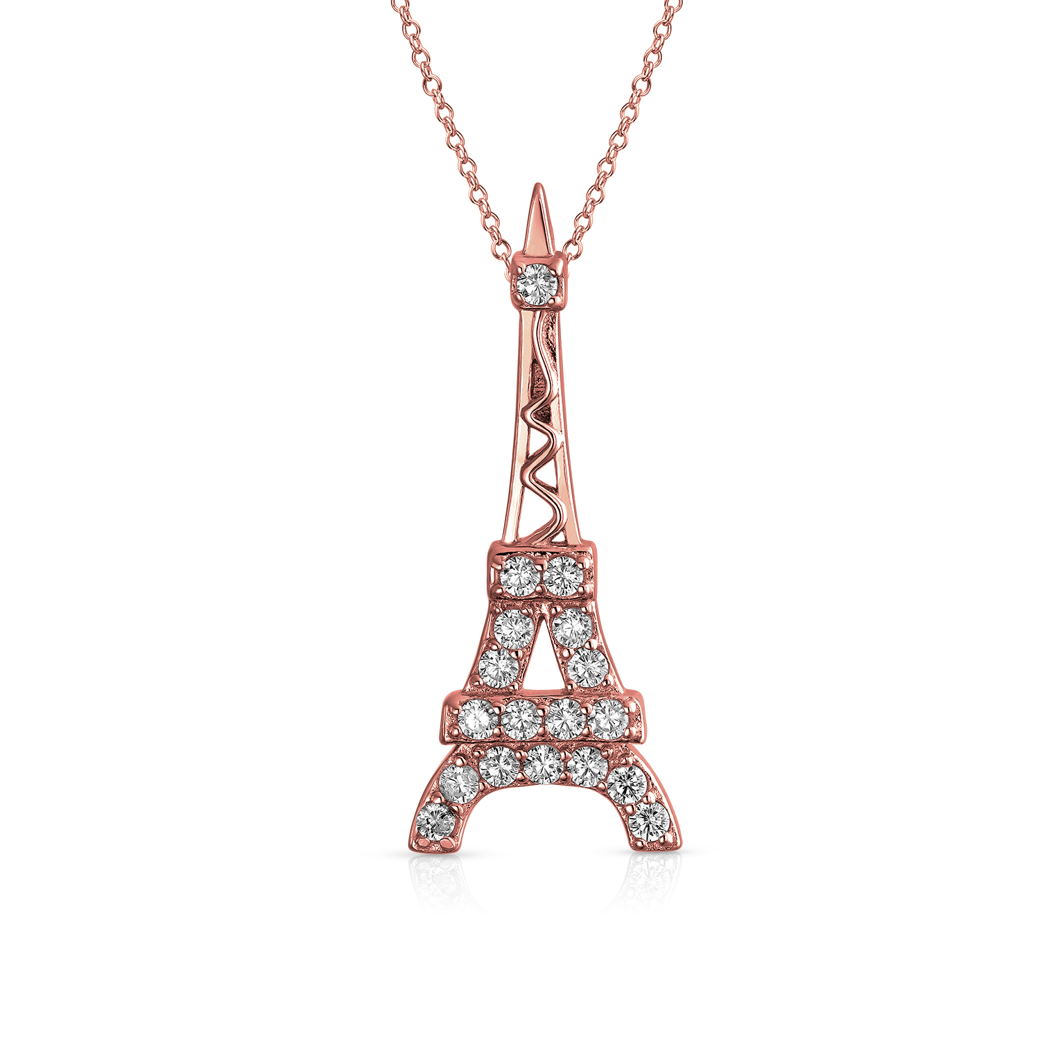 ネックレス・ペンダント 2000ARCHIVES ROSE, EIFFEL AND REVORVER NECKLACE 4BMM075 Rose Gold Eiffel Tower Pendant Necklace Cubic Zirconia Pave