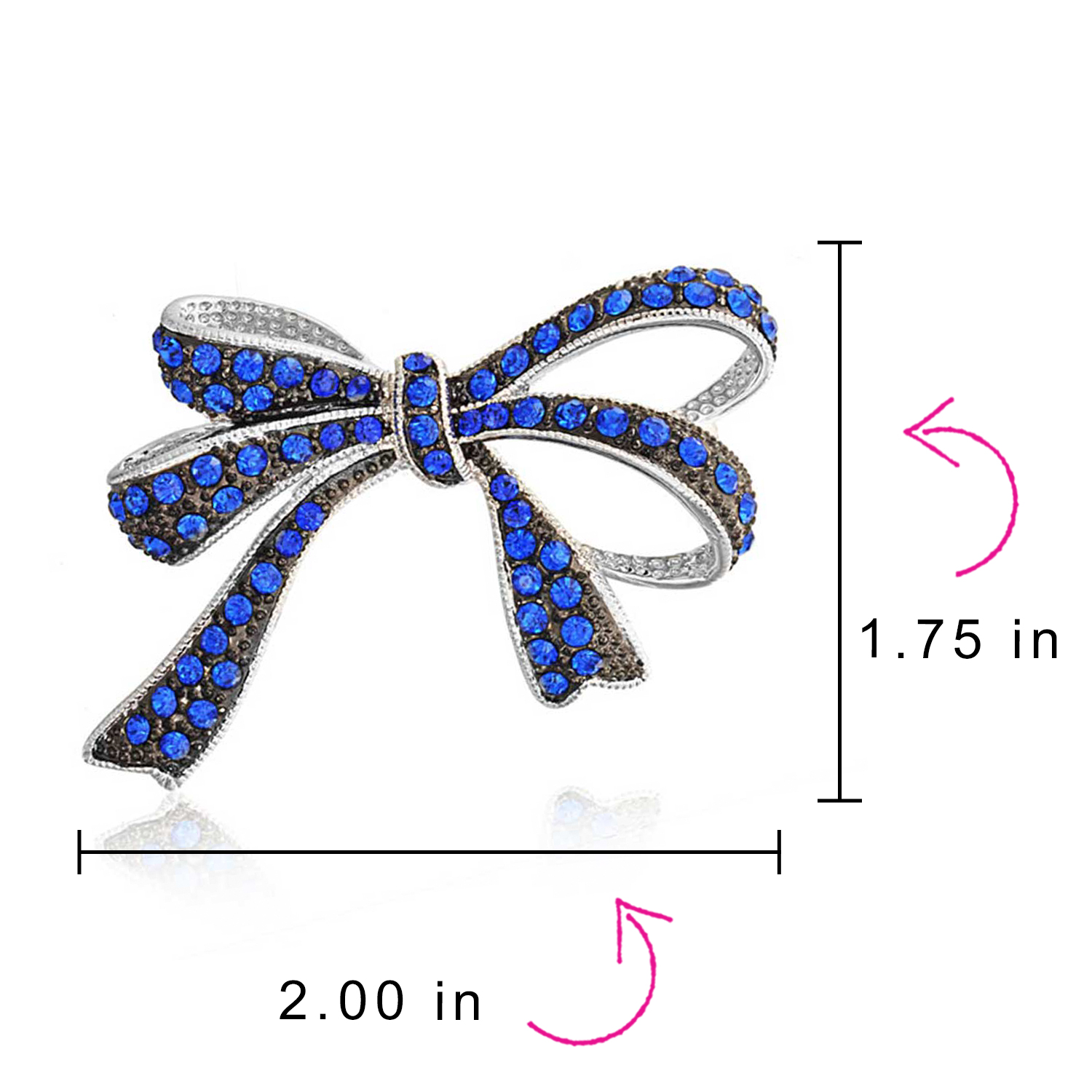 Winter Wedding Crystal Bridal Statement Ribbon Bow Brooch Pin Silver Plated - Picture 7 of 10