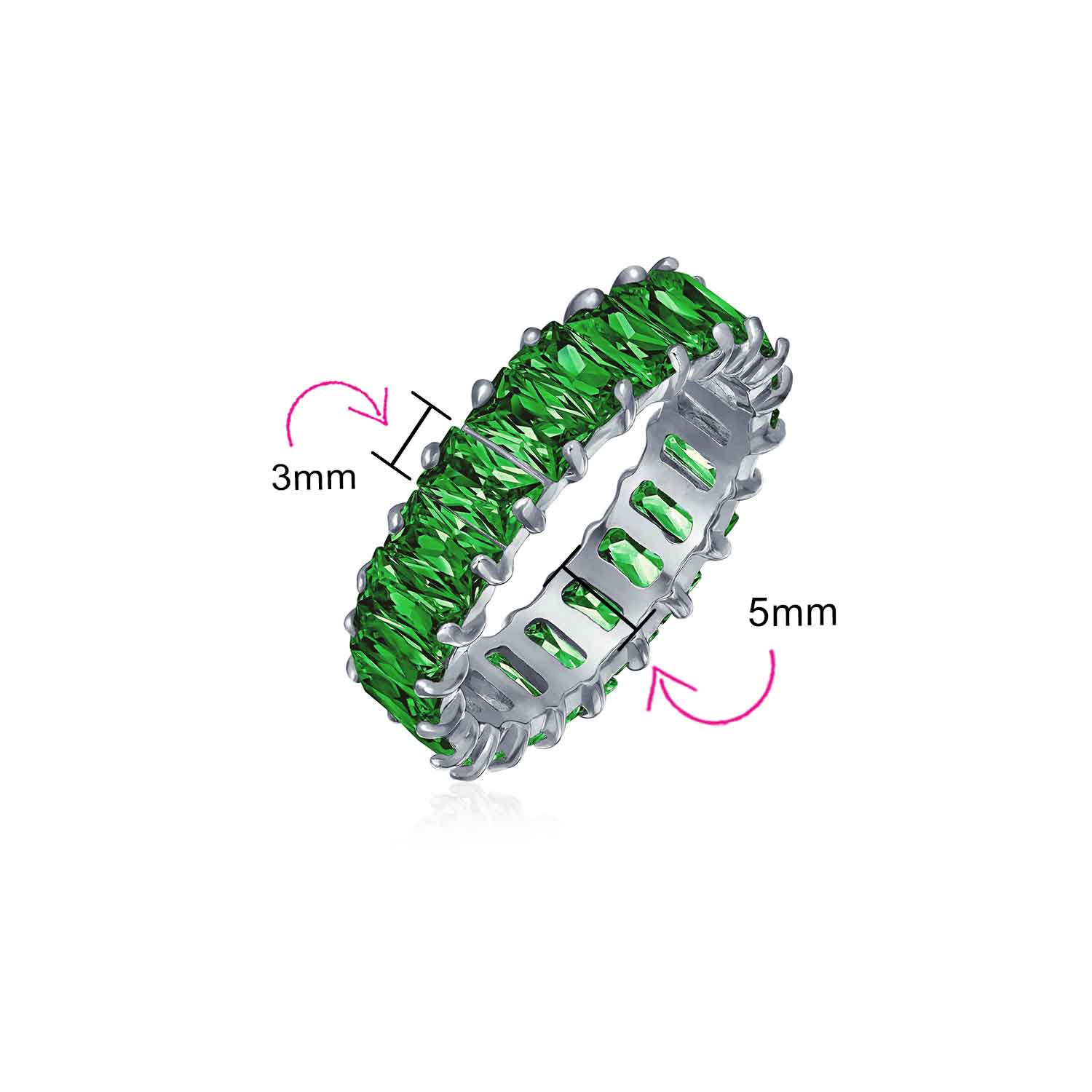Art Deco CZ Smaragdschliff Cocktail Statement Ring in Sterlingsilber - Bild 12 von 25