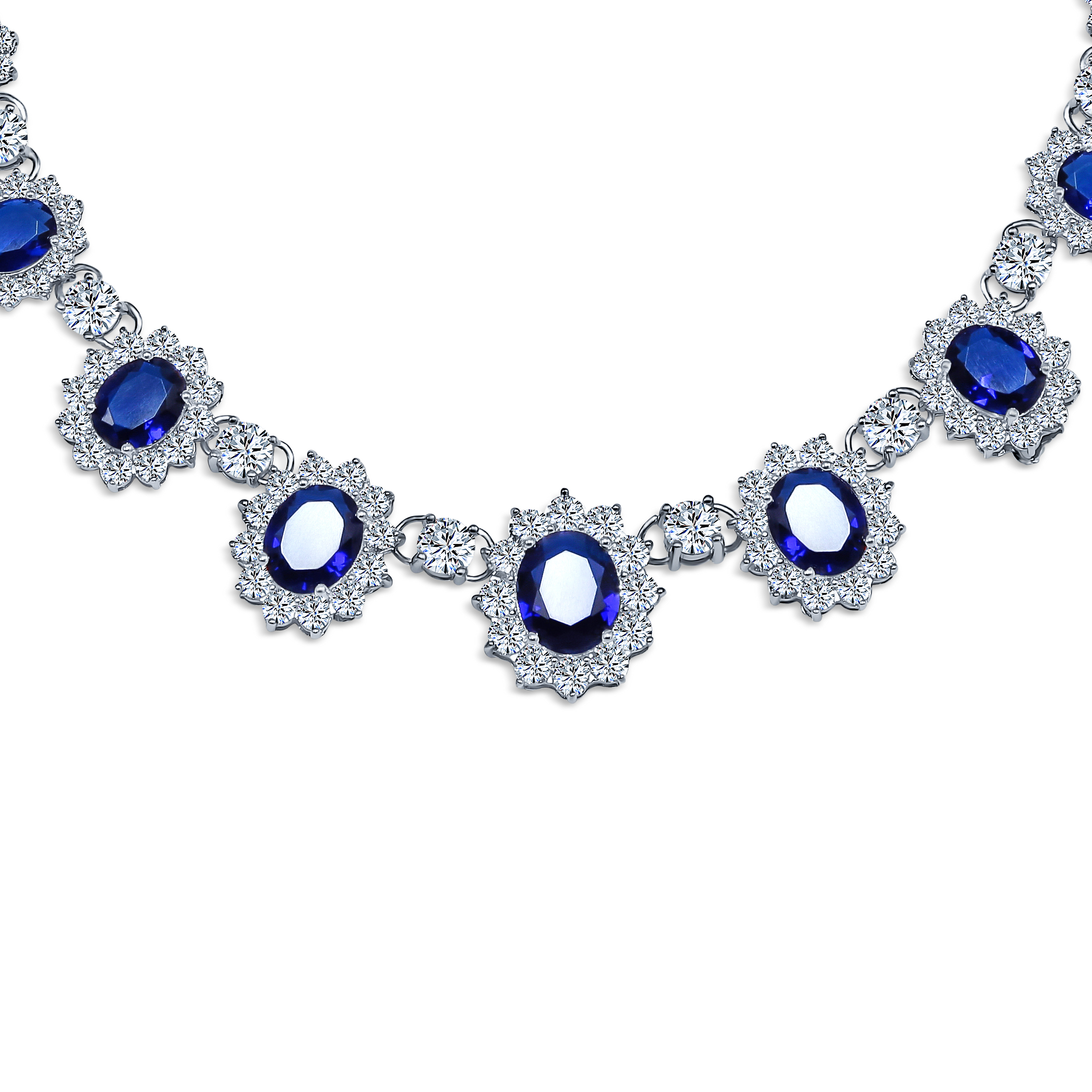 Elegant Vintage Bridal Jewelry Set Collar Necklace & Earrings Silver Plated - Picture 4 of 14