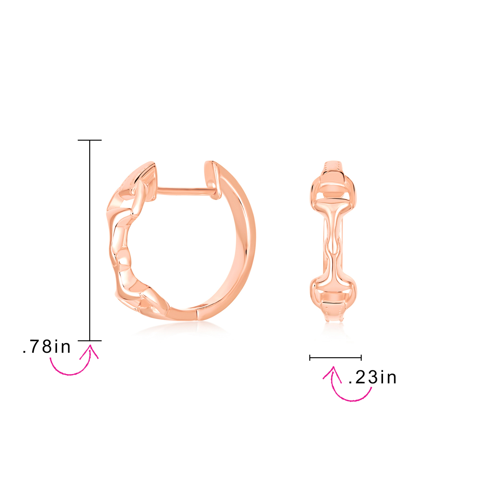 Equestrian Horse Gift Snaffle Bit Hoop Huggie Earrings 14K Gold Plated Silver - Picture 6 of 13