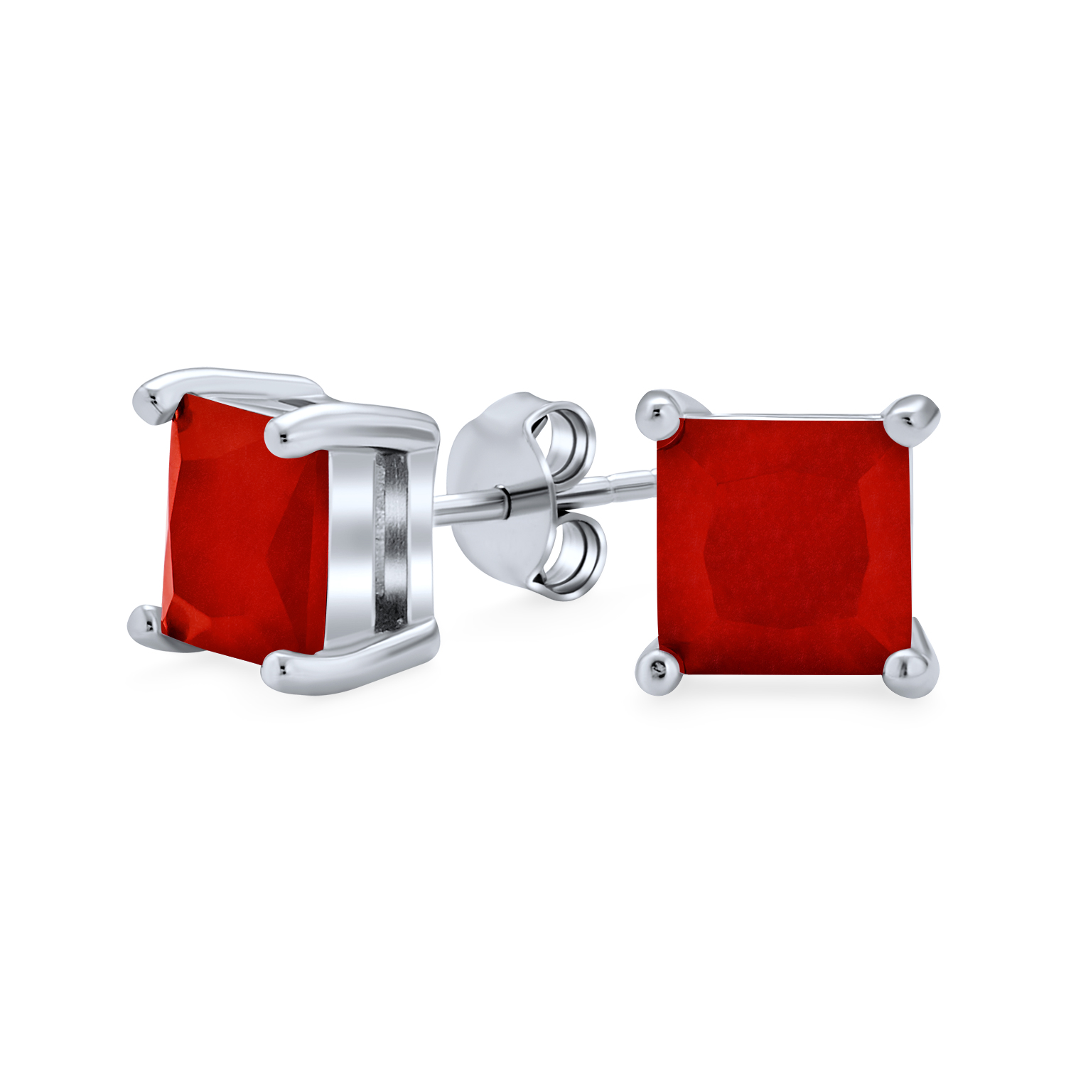 Square Cubic Zirconia Solitaire Princess AAA CZ Stud Earrings For Women Men - Picture 26 of 109