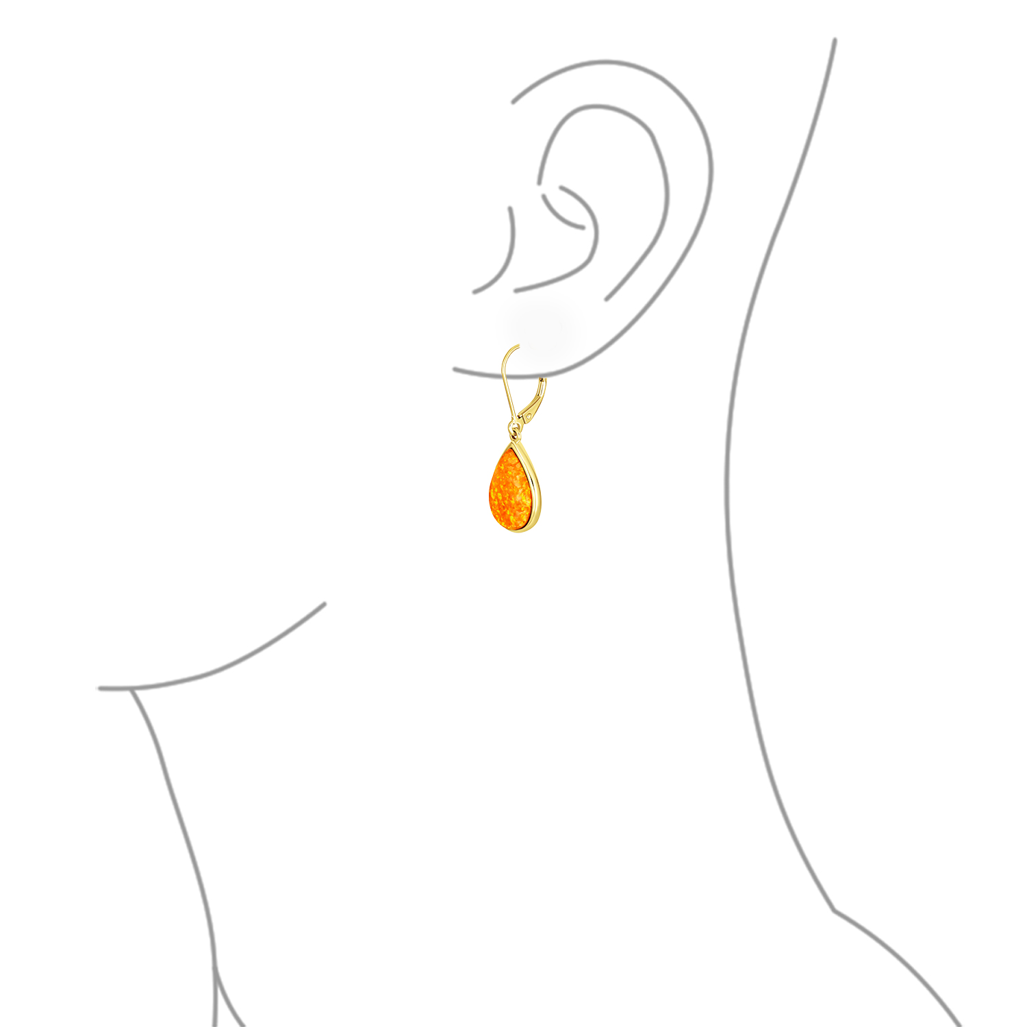 Pink Created Opal Teardrop Dangle Earrings in Sterling Silver Leverback - 第 7/8 張圖片