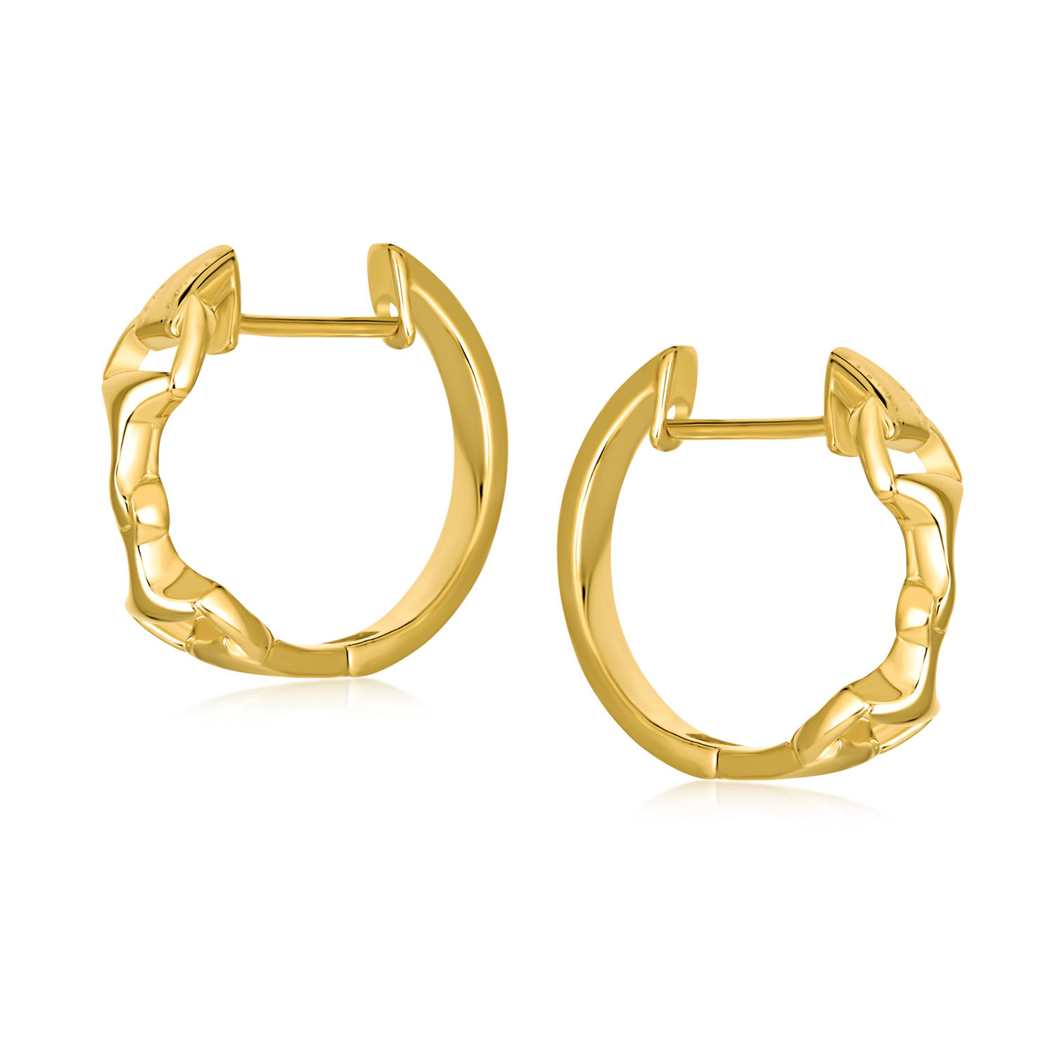 Equestrian Horse Gift Snaffle Bit Hoop Huggie Earrings 14K Gold Plated Silver - Picture 11 of 13