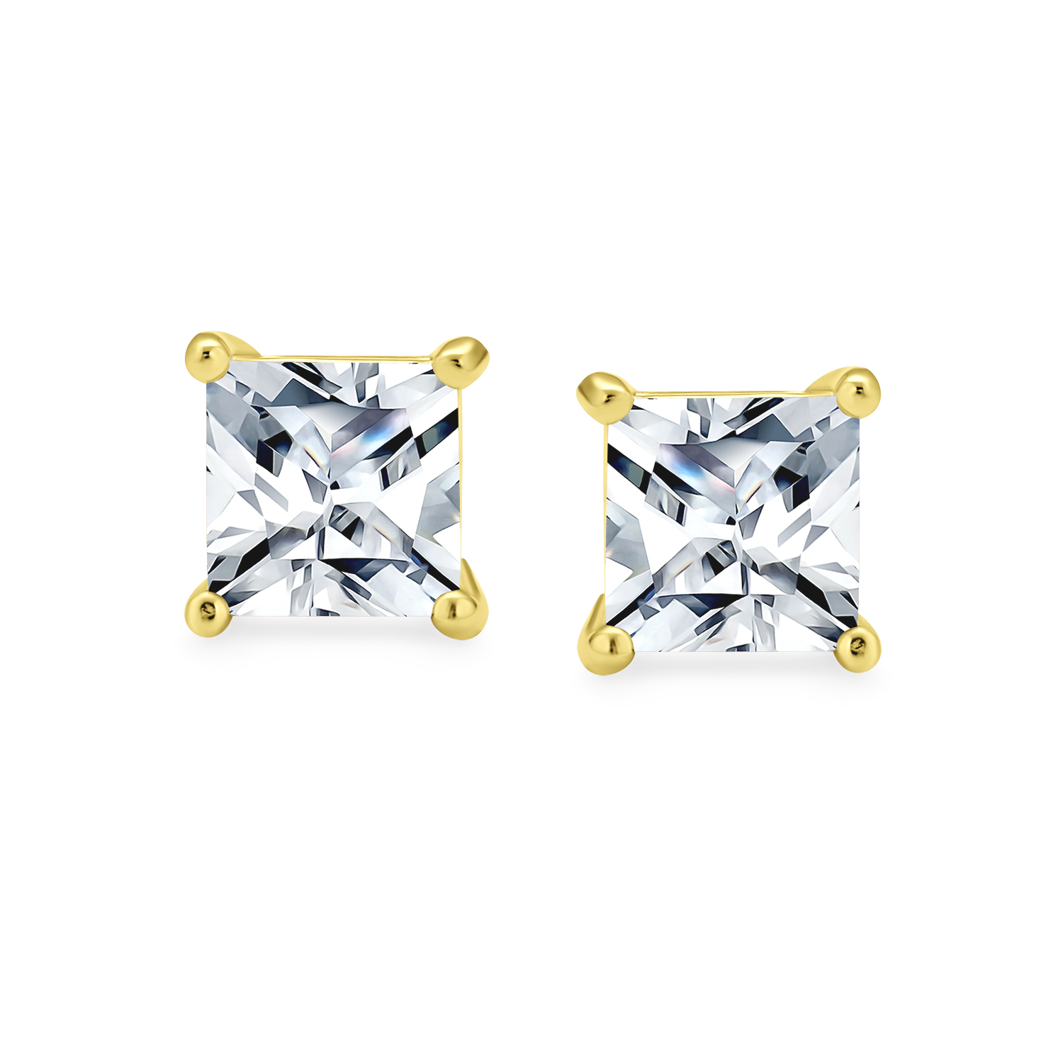 Square Cubic Zirconia Solitaire Princess AAA CZ Stud Earrings For Women Men - Picture 32 of 109