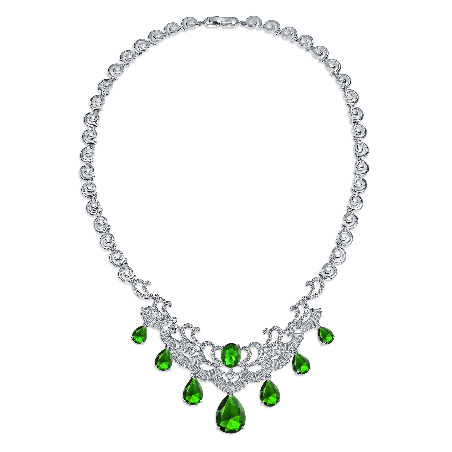 Vintage Women Art Deco Collar Necklace with CZ Sapphire CZ Ruby CZ Emerald - Picture 10 of 17