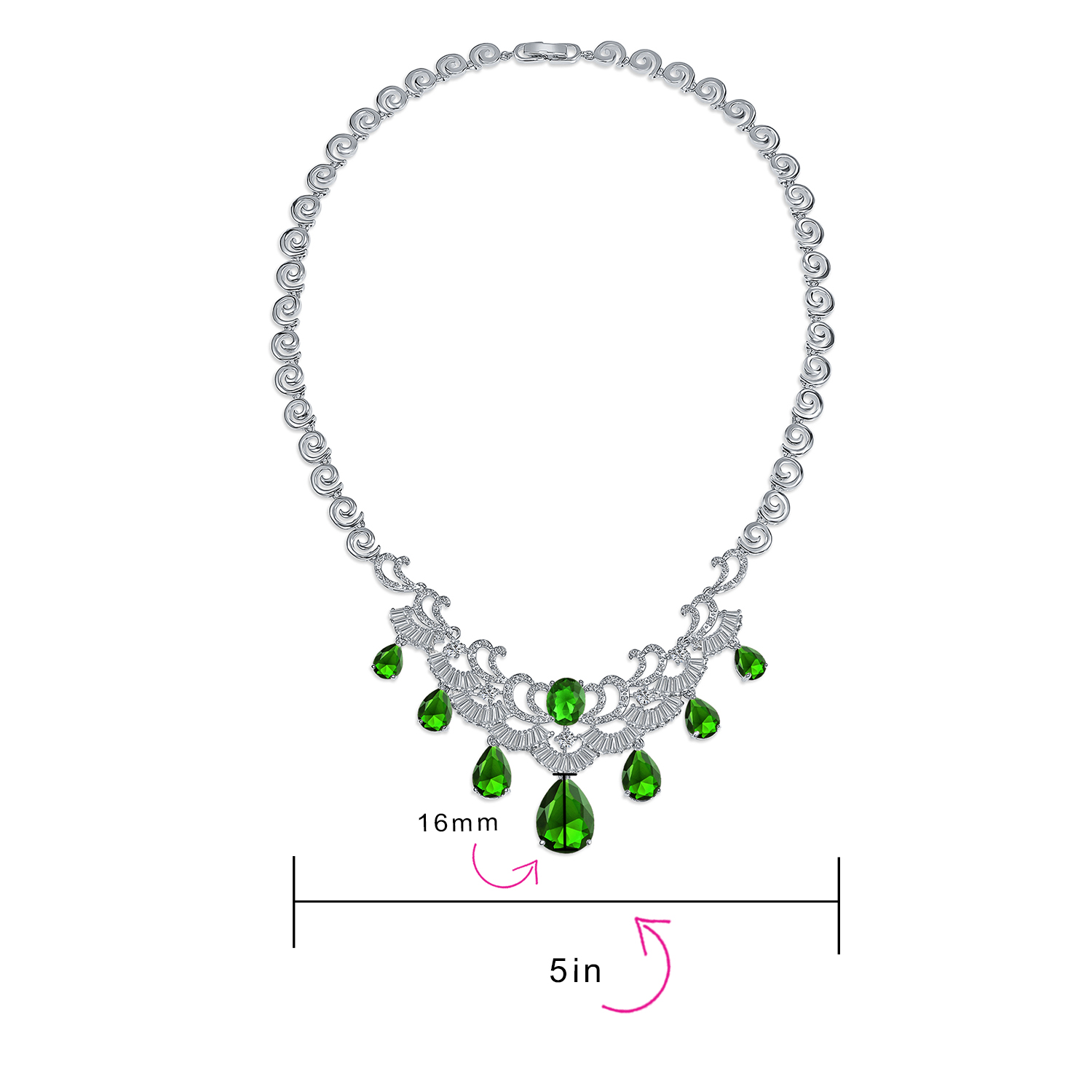 Vintage Women Art Deco Collar Necklace with CZ Sapphire CZ Ruby CZ Emerald - Picture 13 of 17