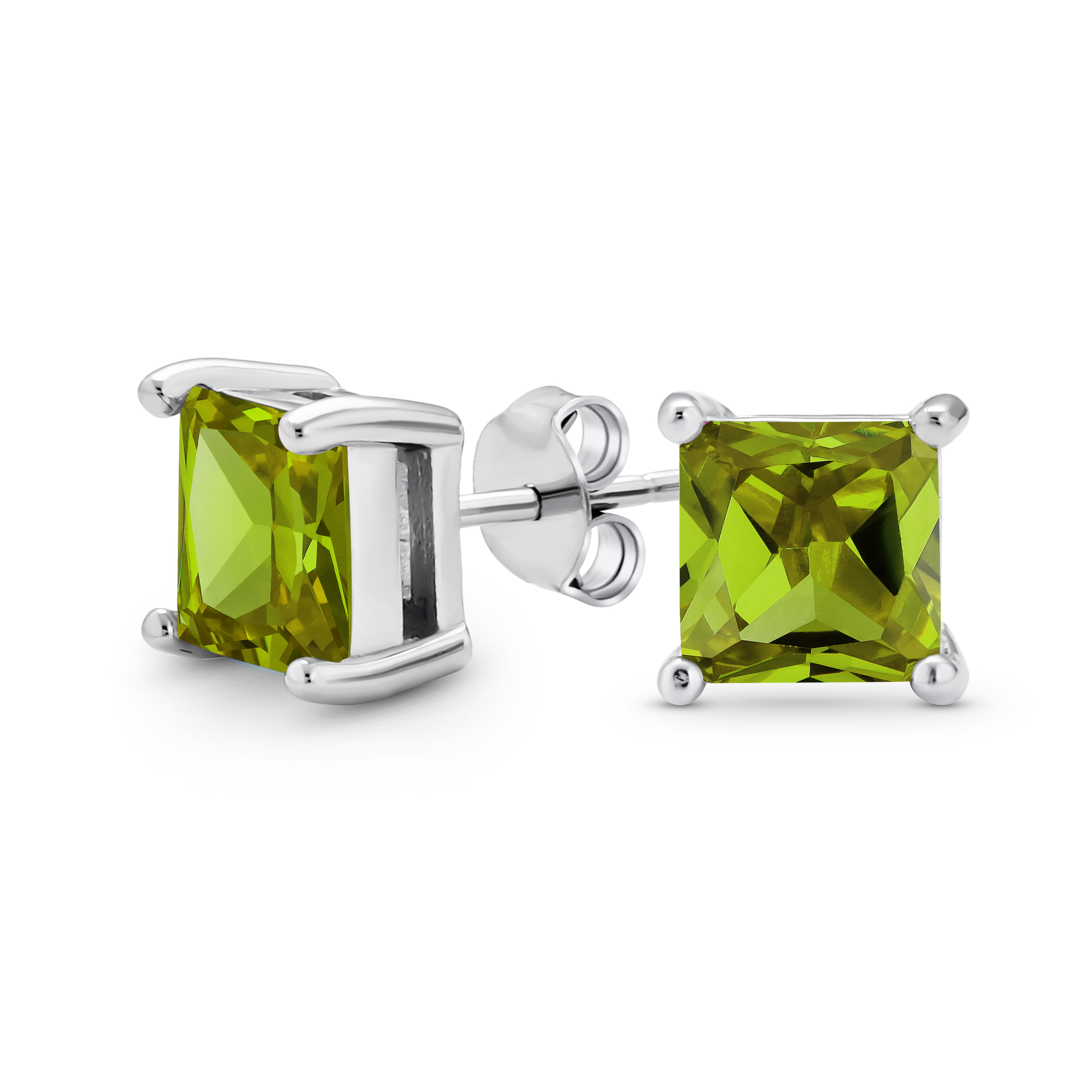 Square Cubic Zirconia Solitaire Princess AAA CZ Stud Earrings For Women Men - Picture 54 of 109