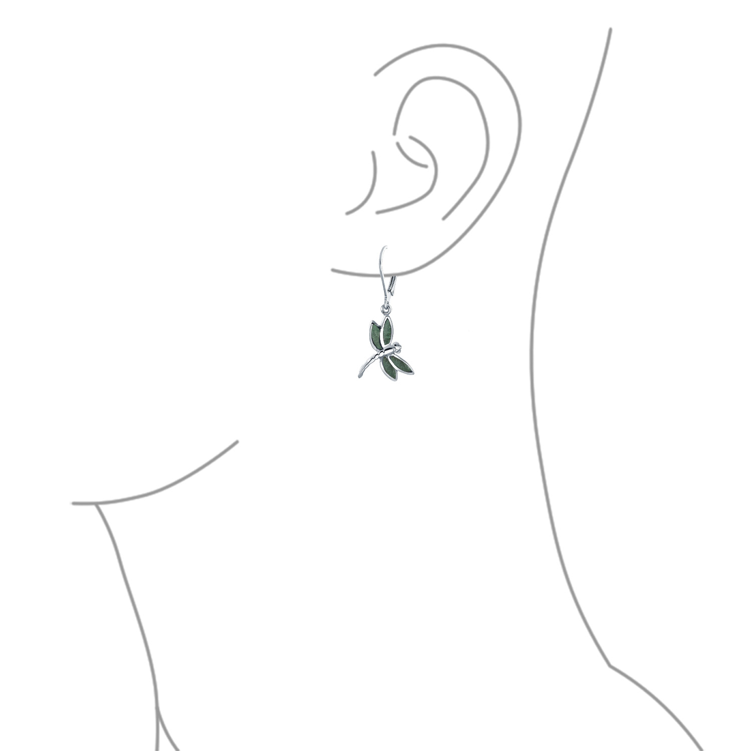 Dainty Butterfly Dragonfly Firefly Gemstone Inlaid Dangle Earrings Silver - Picture 7 of 19