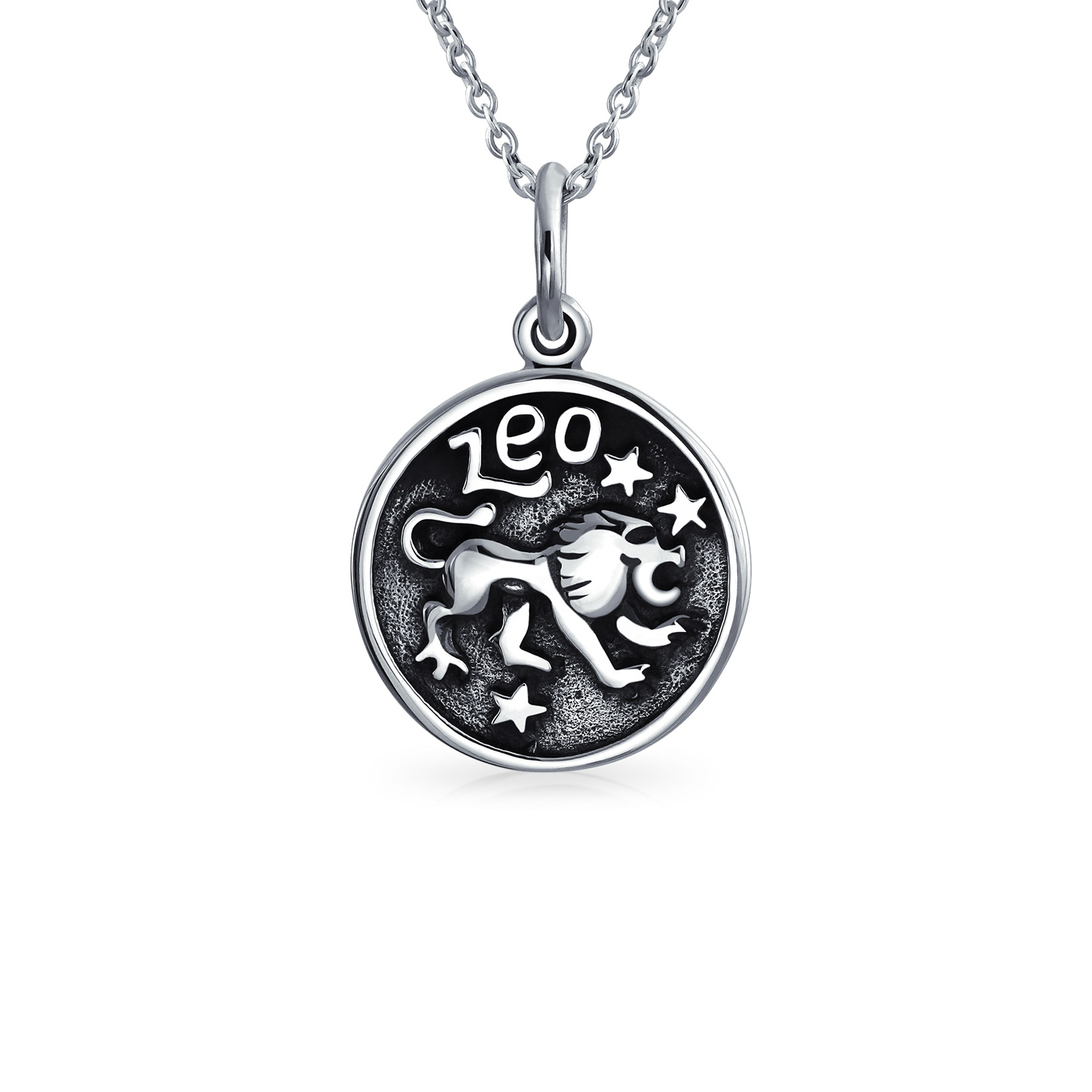 Zodiac Astrology Round Medallion Pendant Necklace 925 Sterling Silver