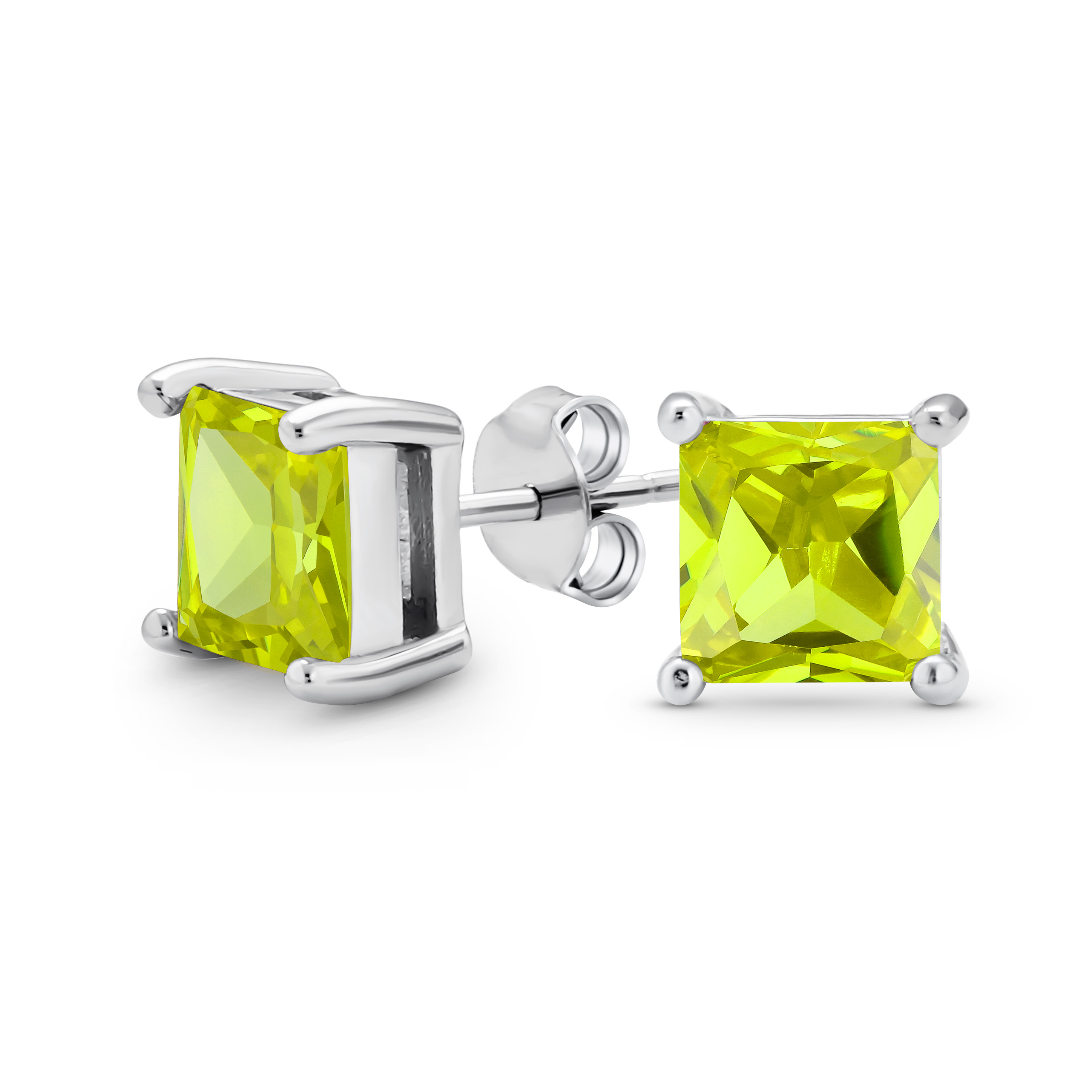 Square Cubic Zirconia Solitaire Princess AAA CZ Stud Earrings For Women Men - Picture 90 of 109