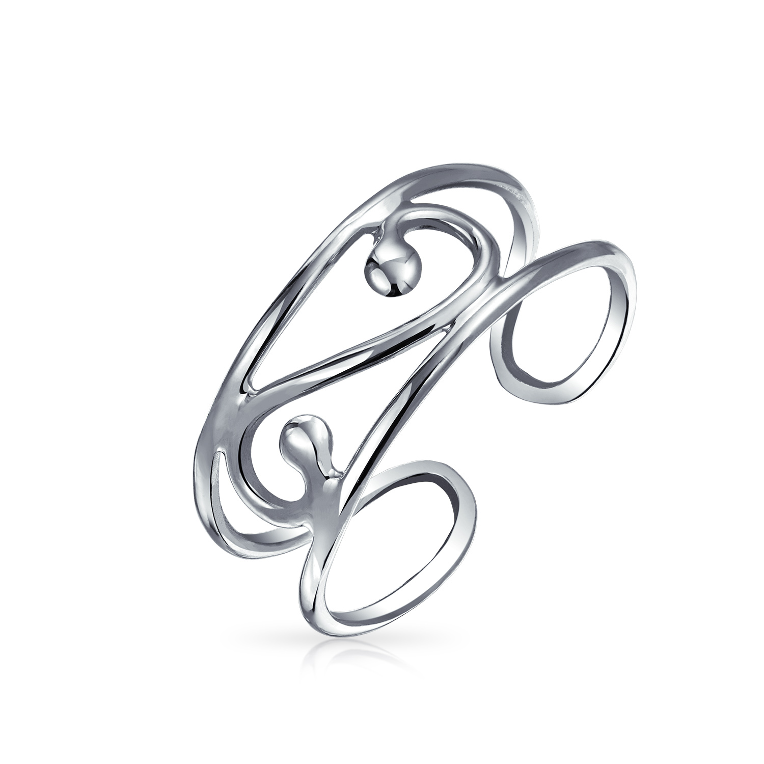 Sterling Silver Filigree V Shaped Toe Ring, Midi Rings, Swirl Chevron Jewelry