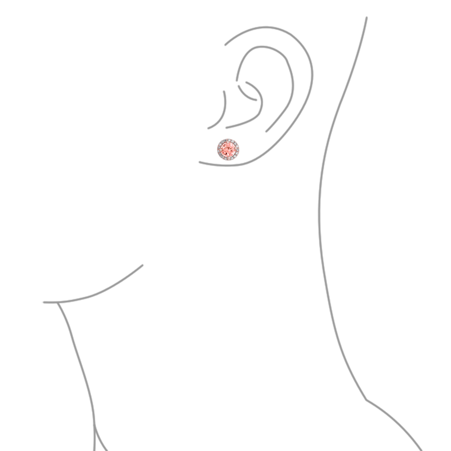 Round Solitaire Halo Multi Color CZ Stud Earrings.925 Sterling Silver 8MM - Picture 27 of 32