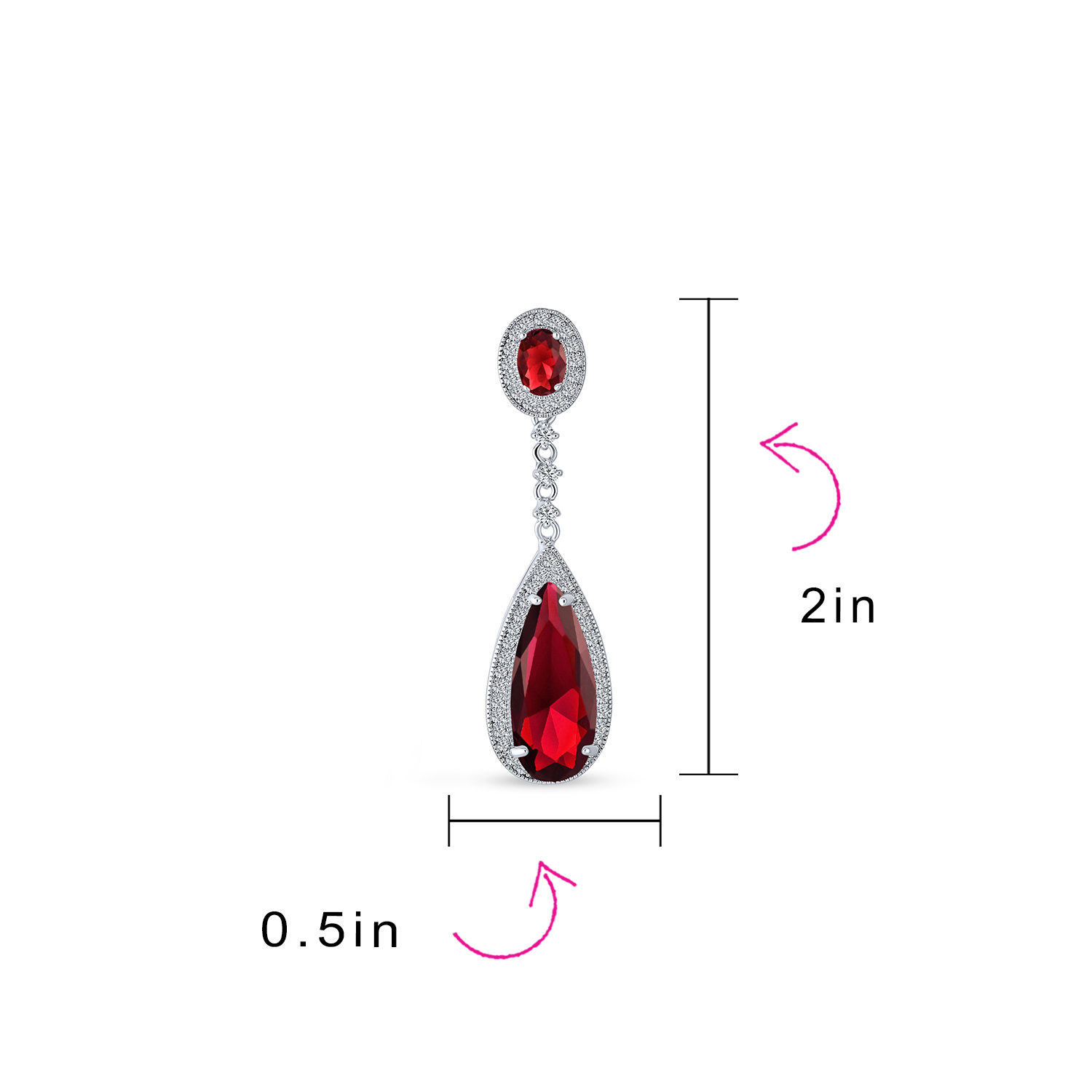 Statement Teardrop CZ Dangle Chandelier Clip-On Earrings Silver Plated - Picture 24 of 24