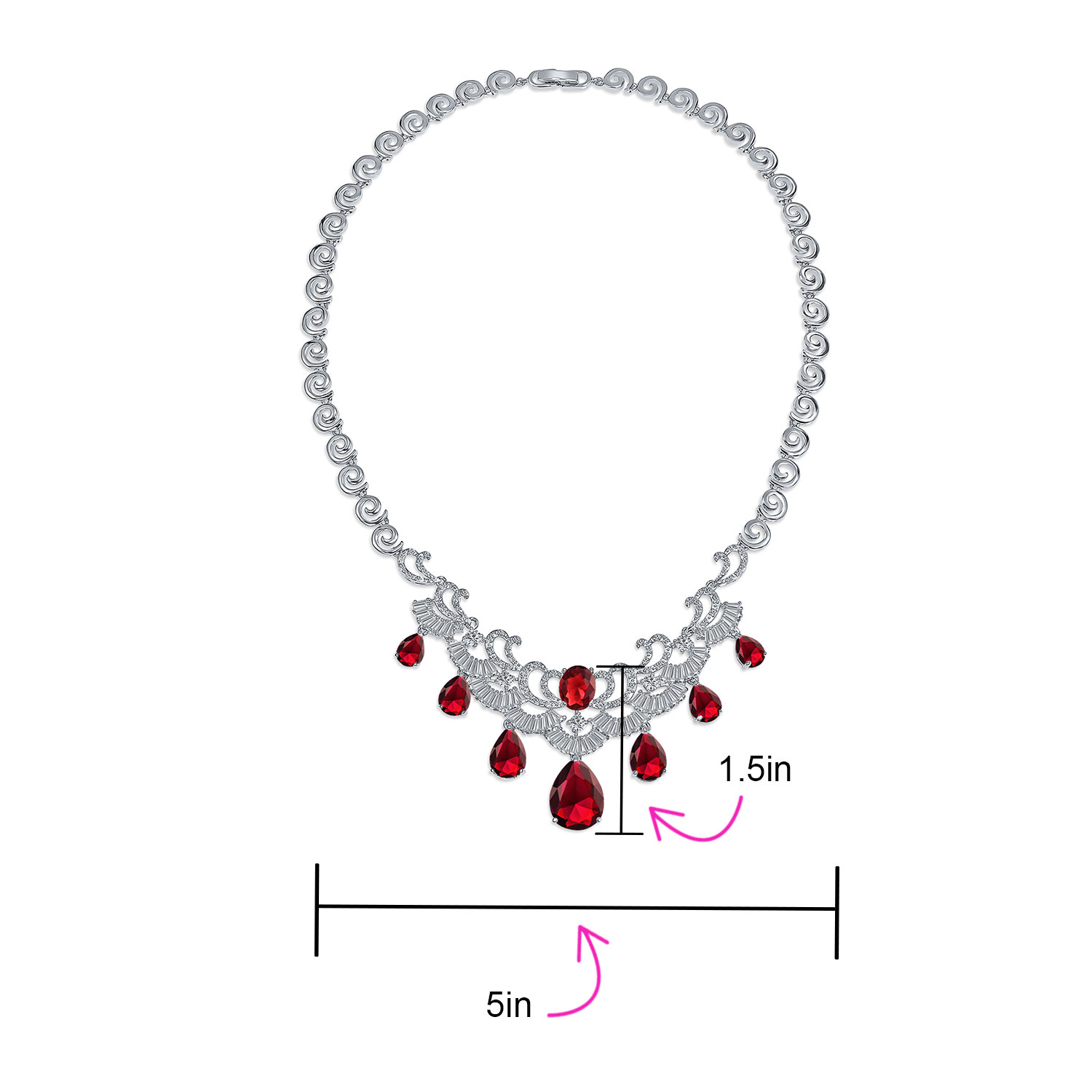 Vintage Women Art Deco Collar Necklace with CZ Sapphire CZ Ruby CZ Emerald - Picture 17 of 17