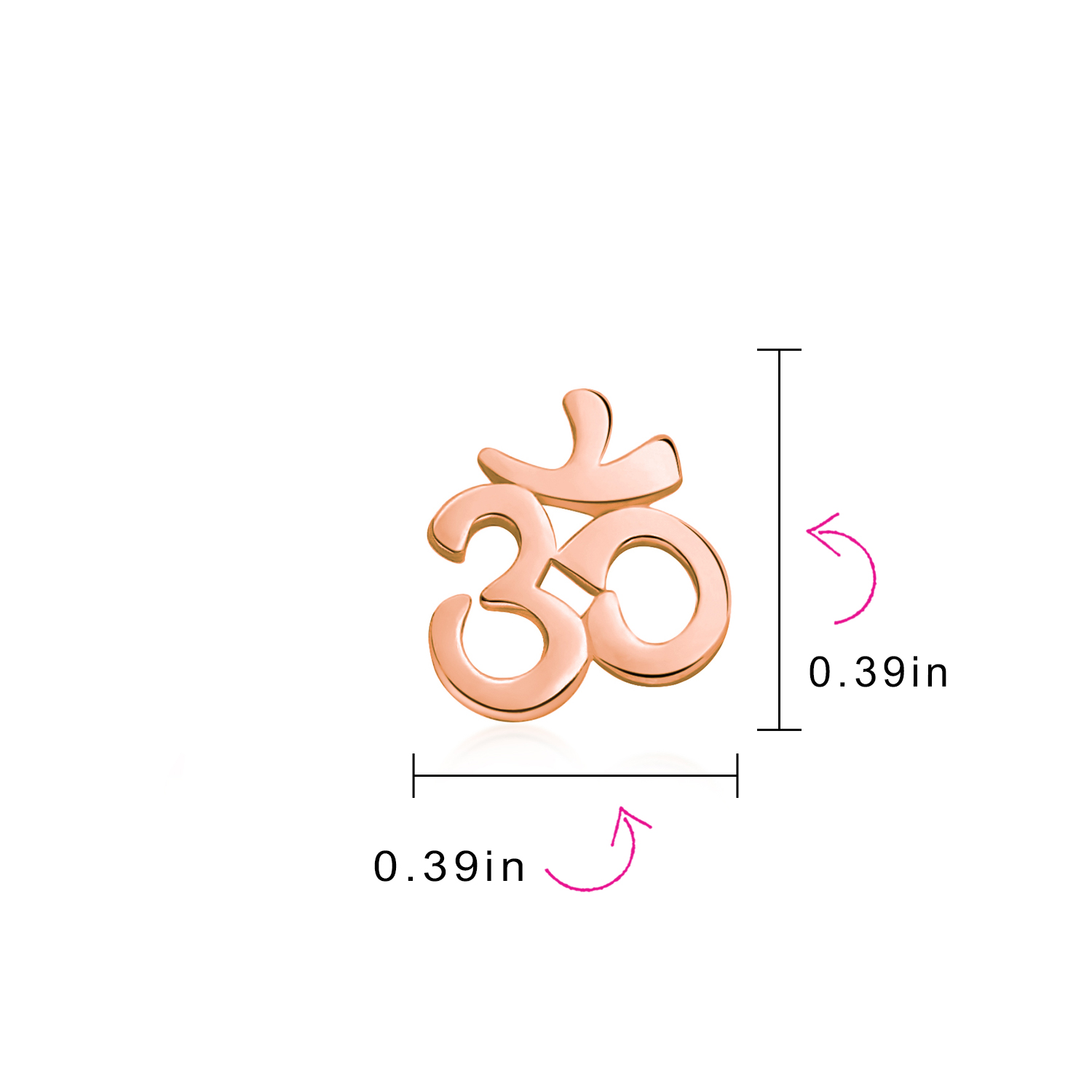 Alternate view of Buddhist Zen Ohm Symbol Stud Earrings Rose Gold Sterling Silver